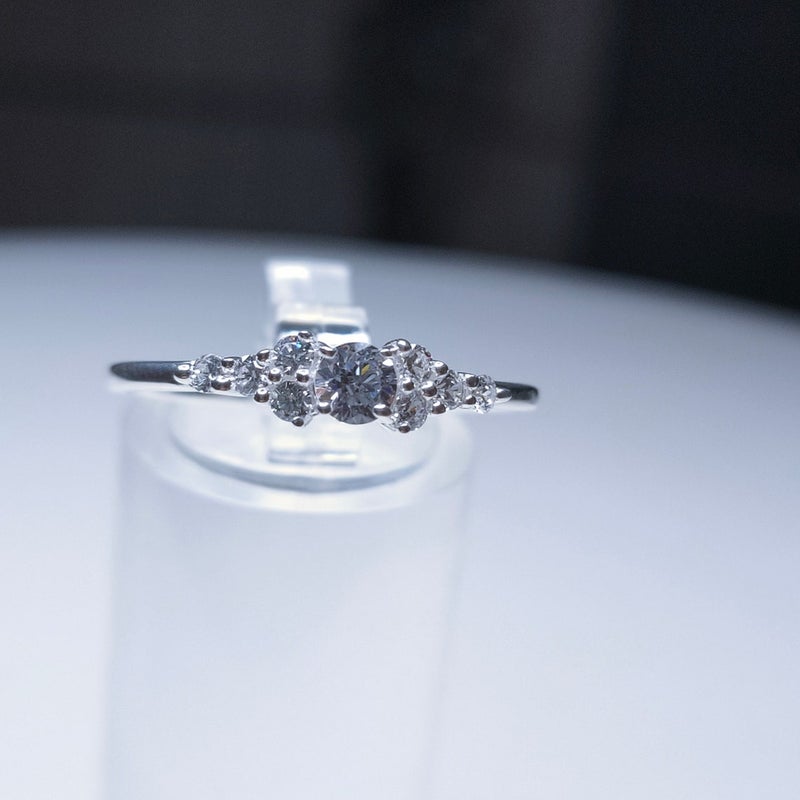 Swarovski Zirconia Engagement Style Cluster Ring 925 Sterling Silver SIZES N,P,Q