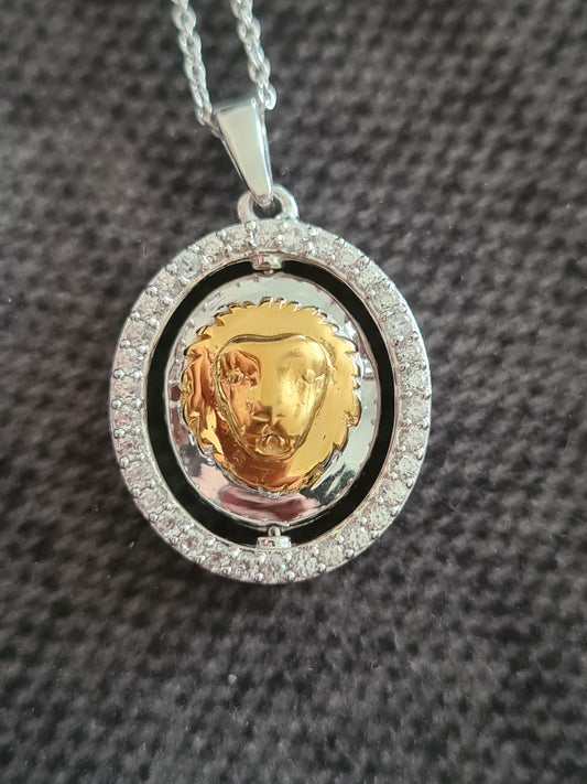 Sterling Silver Double Sided Leo Necklace