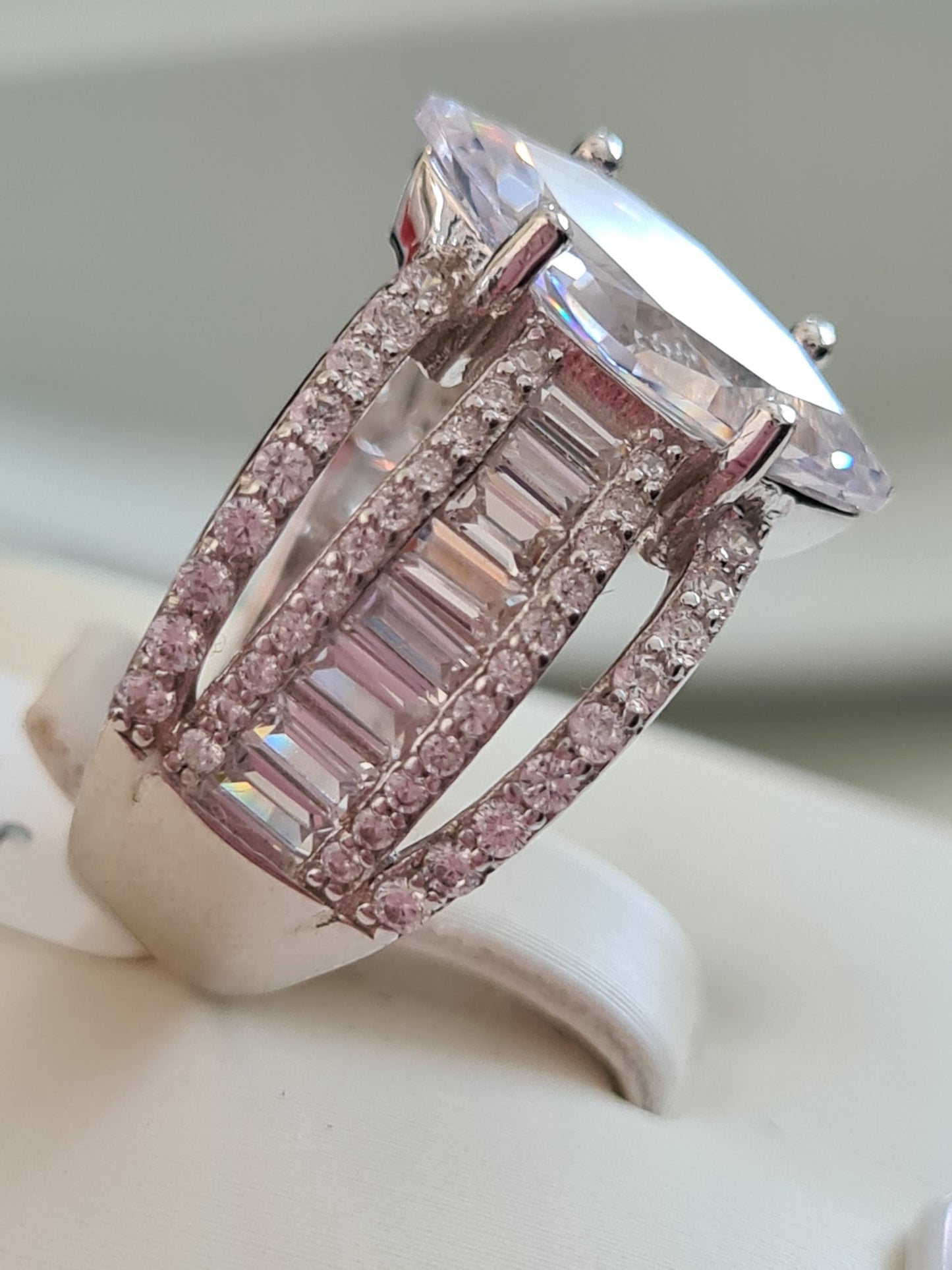 AAA Marquise Simulated Diamond Ring 925 Sterling Silver SIZE L