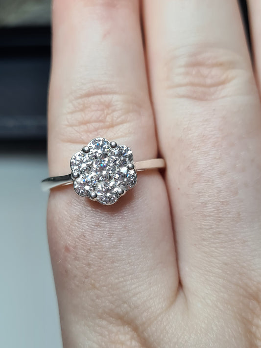 Swarovski Zirconia Pressure Set Ring set in Sterling Silver SIZE S