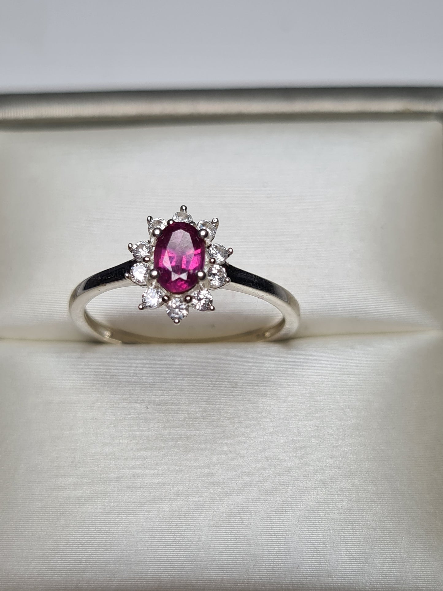 Orissa Rose Garnet and Natural Cambodian Zircon Ring in 925 Sterling Silver SIZE P