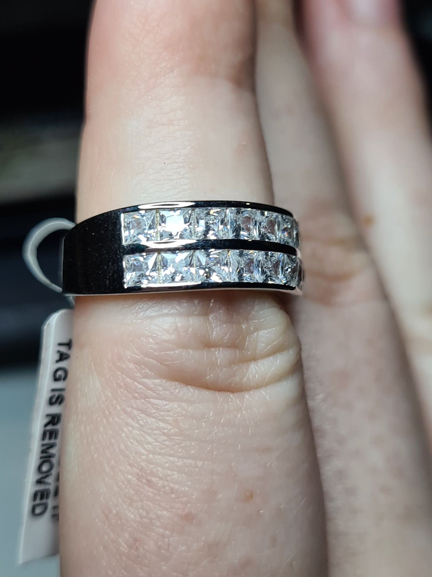 Simulated Diamond Half Eternity Band Ring SIZE M