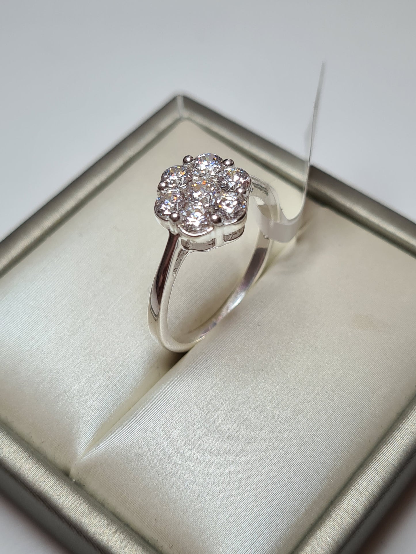 Swarovski Zirconia Pressure Set Ring set in Sterling Silver SIZE S