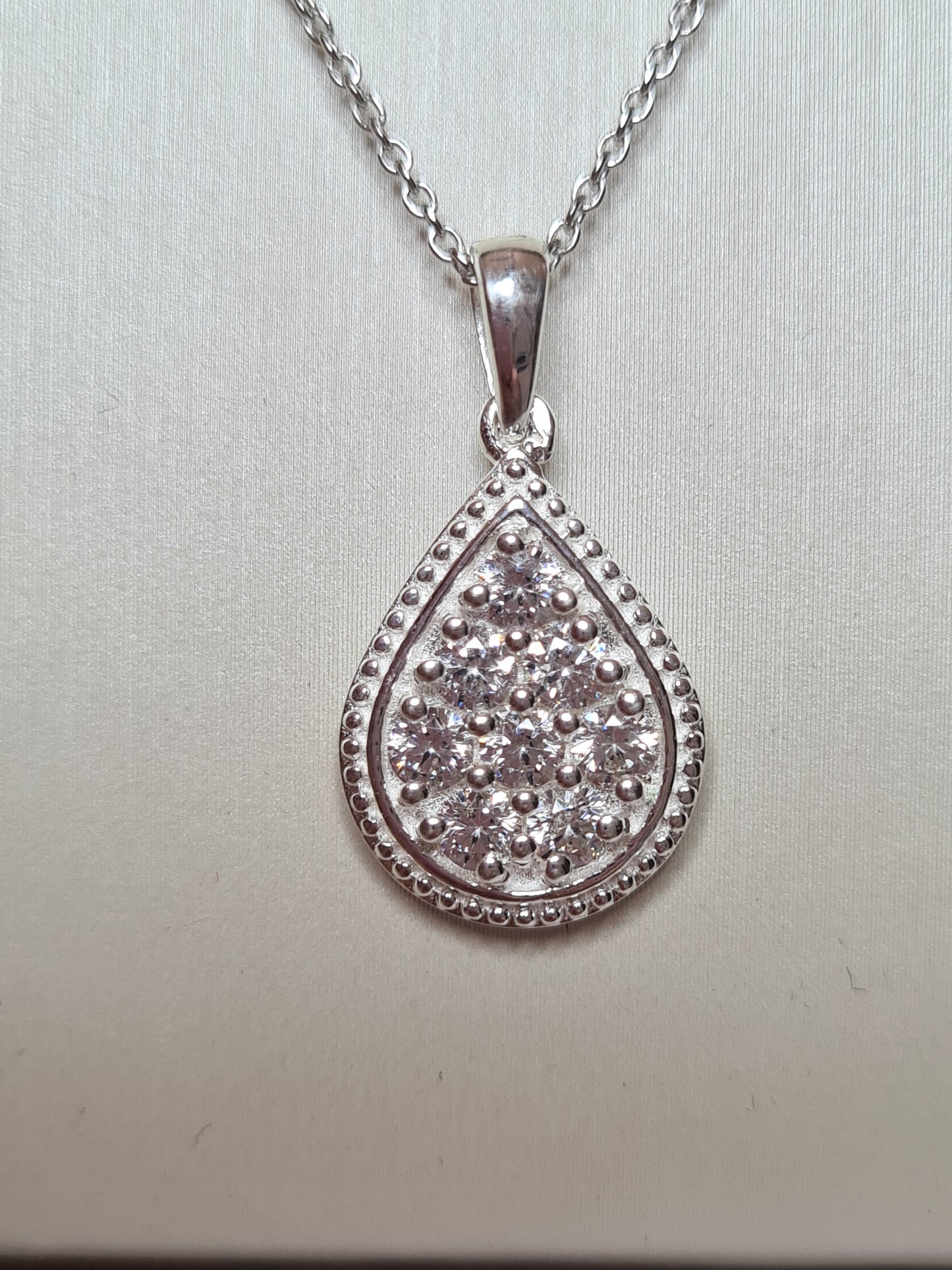 Swarovski Zirconia Cluster Pear Drop Necklace sterling silver