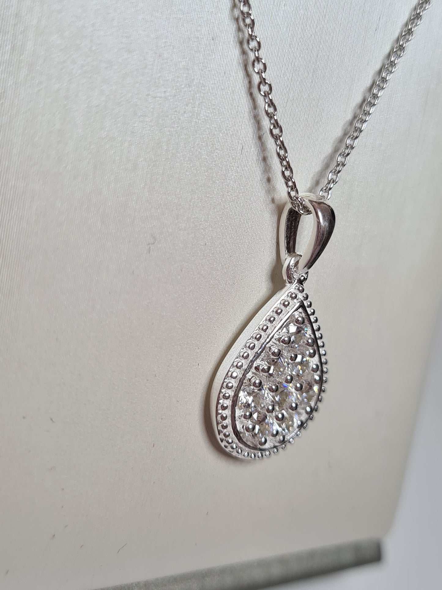 Swarovski Zirconia Cluster Pear Drop Necklace sterling silver