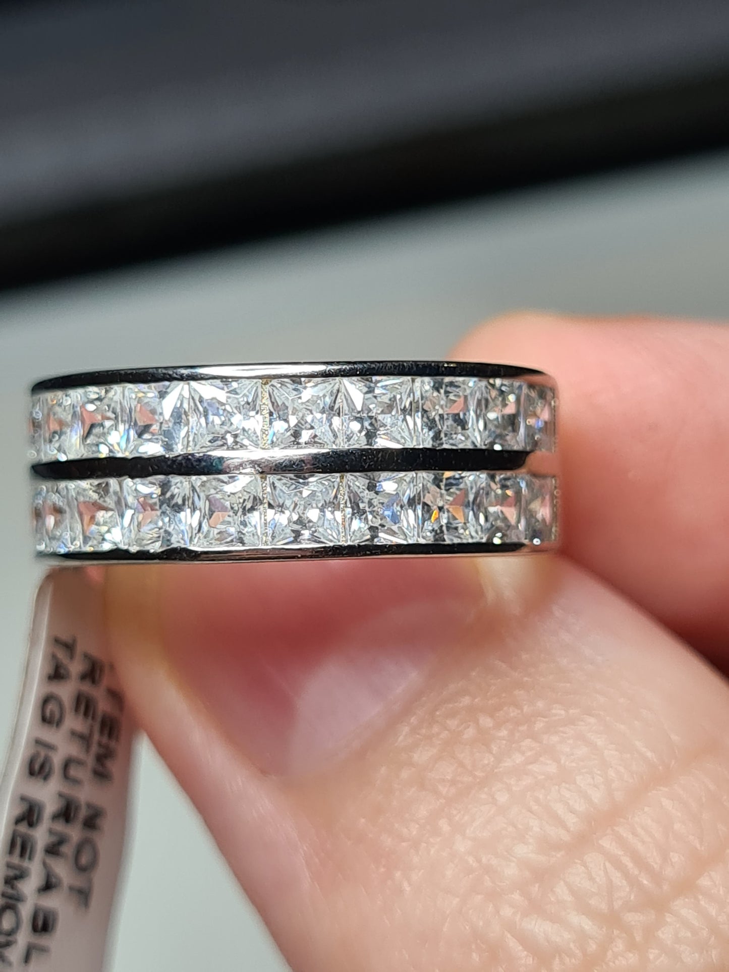 Simulated Diamond Half Eternity Band Ring SIZE M