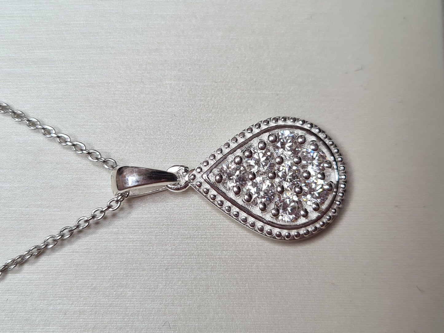 Swarovski Zirconia Cluster Pear Drop Necklace sterling silver