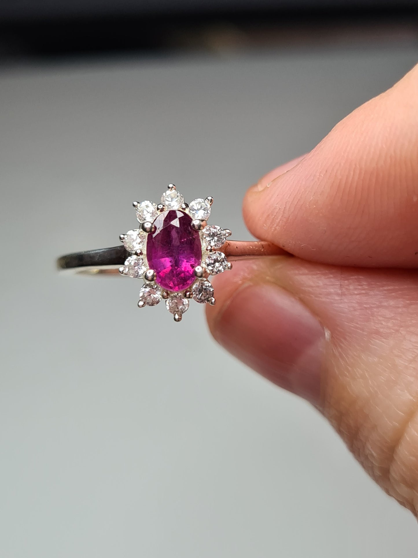 Orissa Rose Garnet and Natural Cambodian Zircon Ring in 925 Sterling Silver SIZE P