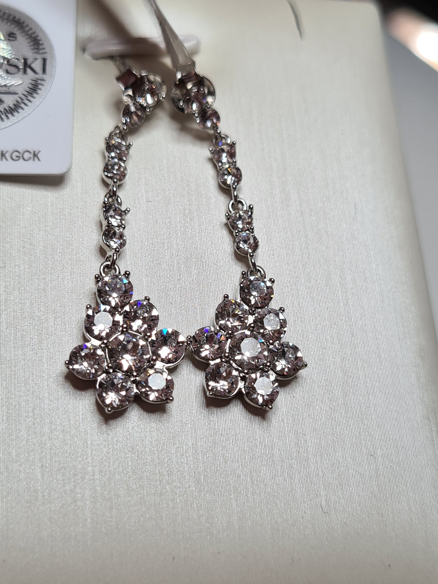 Swarovski White Crystal Drop Earrings set in 925 sterling silver