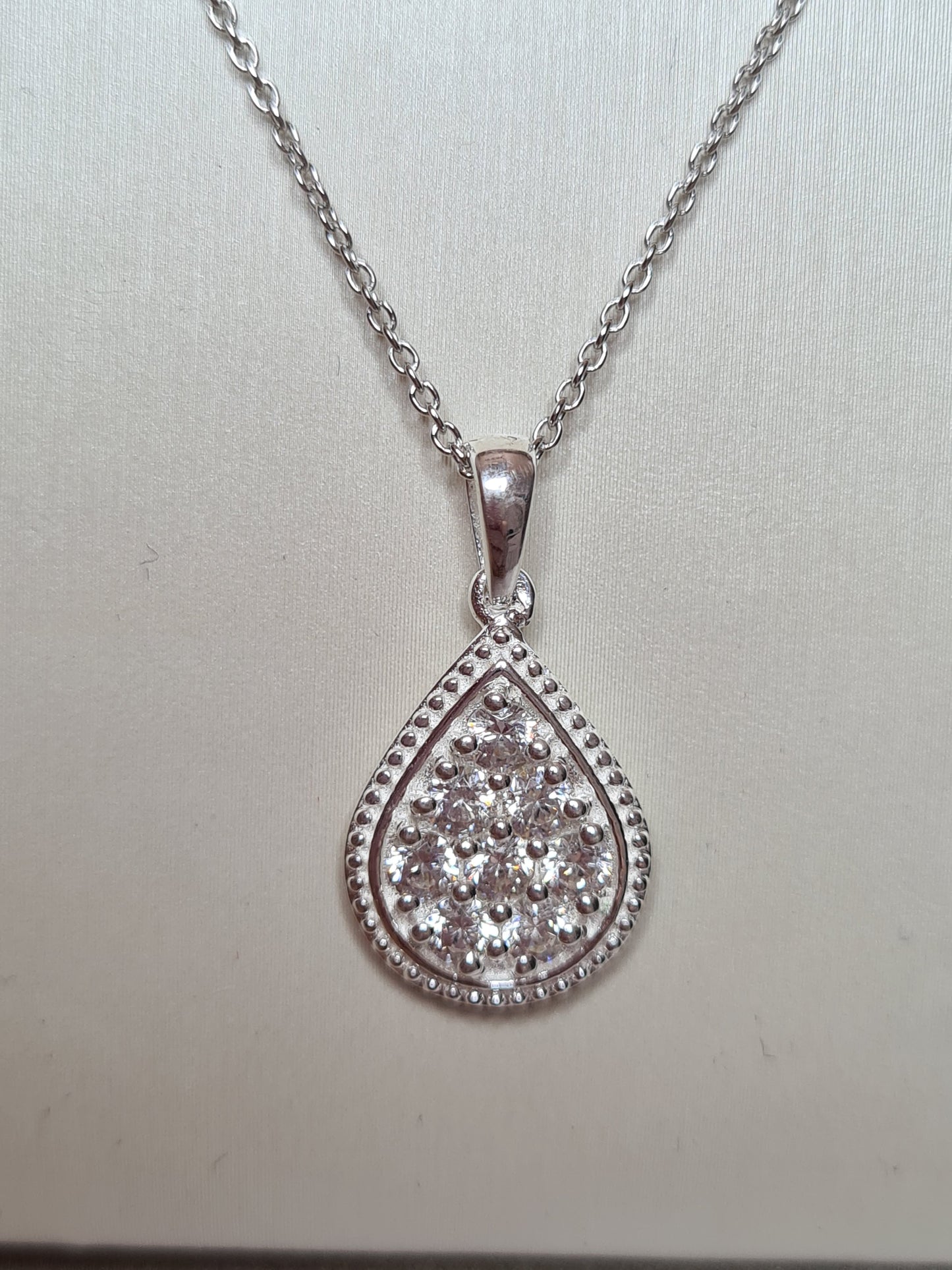 Swarovski Zirconia Cluster Pear Drop Necklace sterling silver