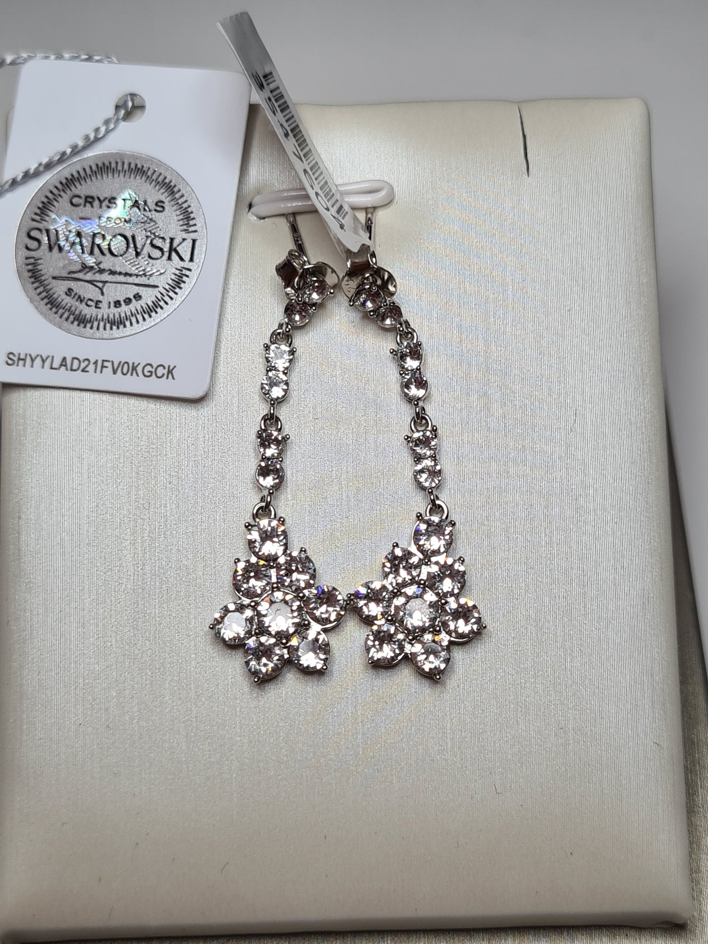 Swarovski White Crystal Drop Earrings set in 925 sterling silver