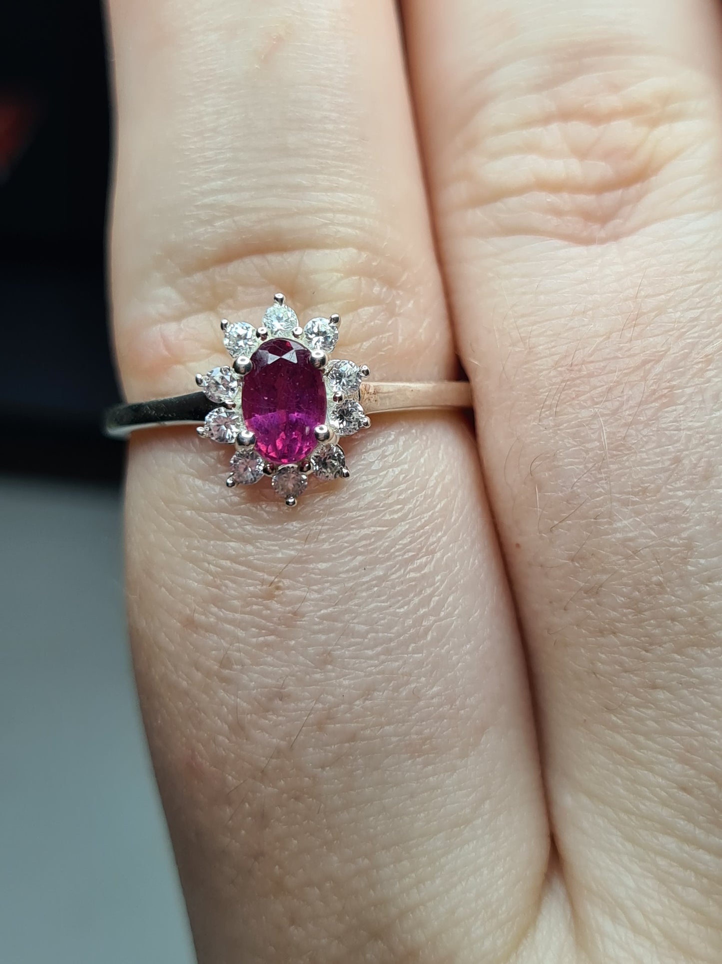 Orissa Rose Garnet and Natural Cambodian Zircon Ring in 925 Sterling Silver SIZE P