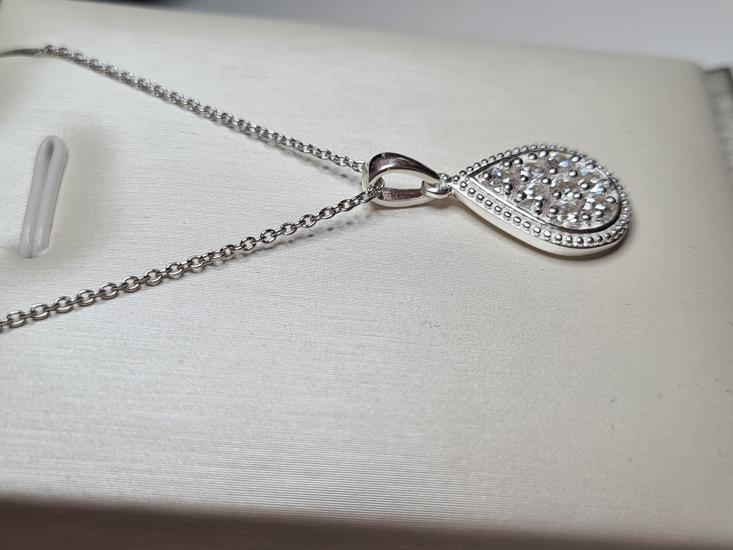 Swarovski Zirconia Cluster Pear Drop Necklace sterling silver