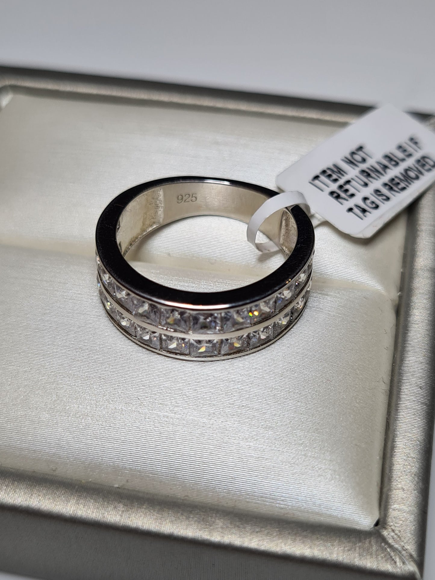 Simulated Diamond Half Eternity Band Ring SIZE M