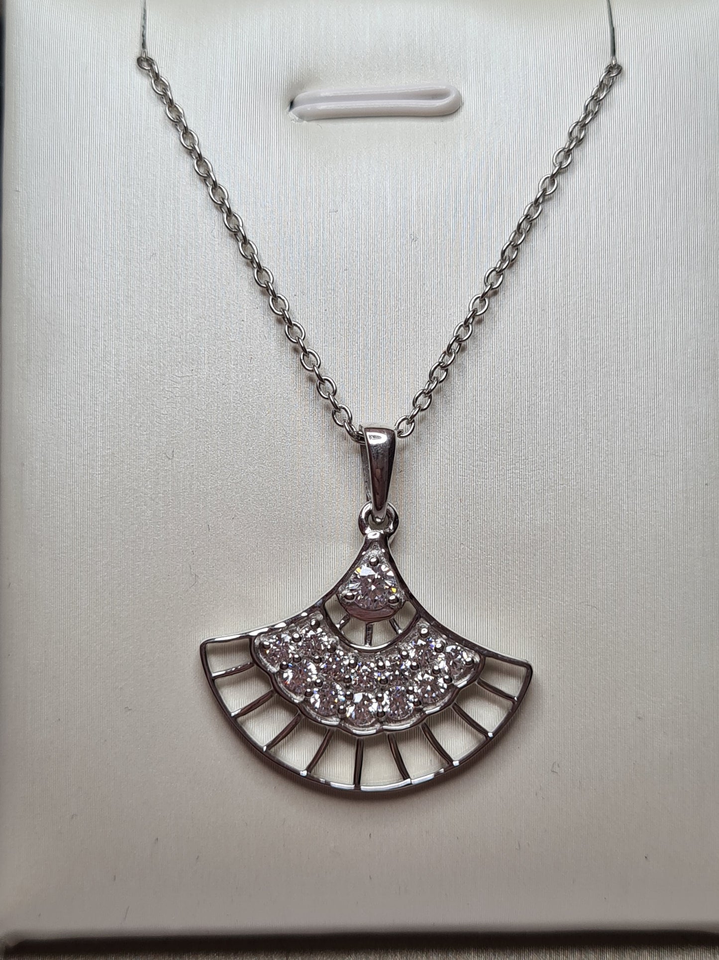 Swarovski Zirconia Unique Fan Style Necklace Set in 925 Sterling Silver