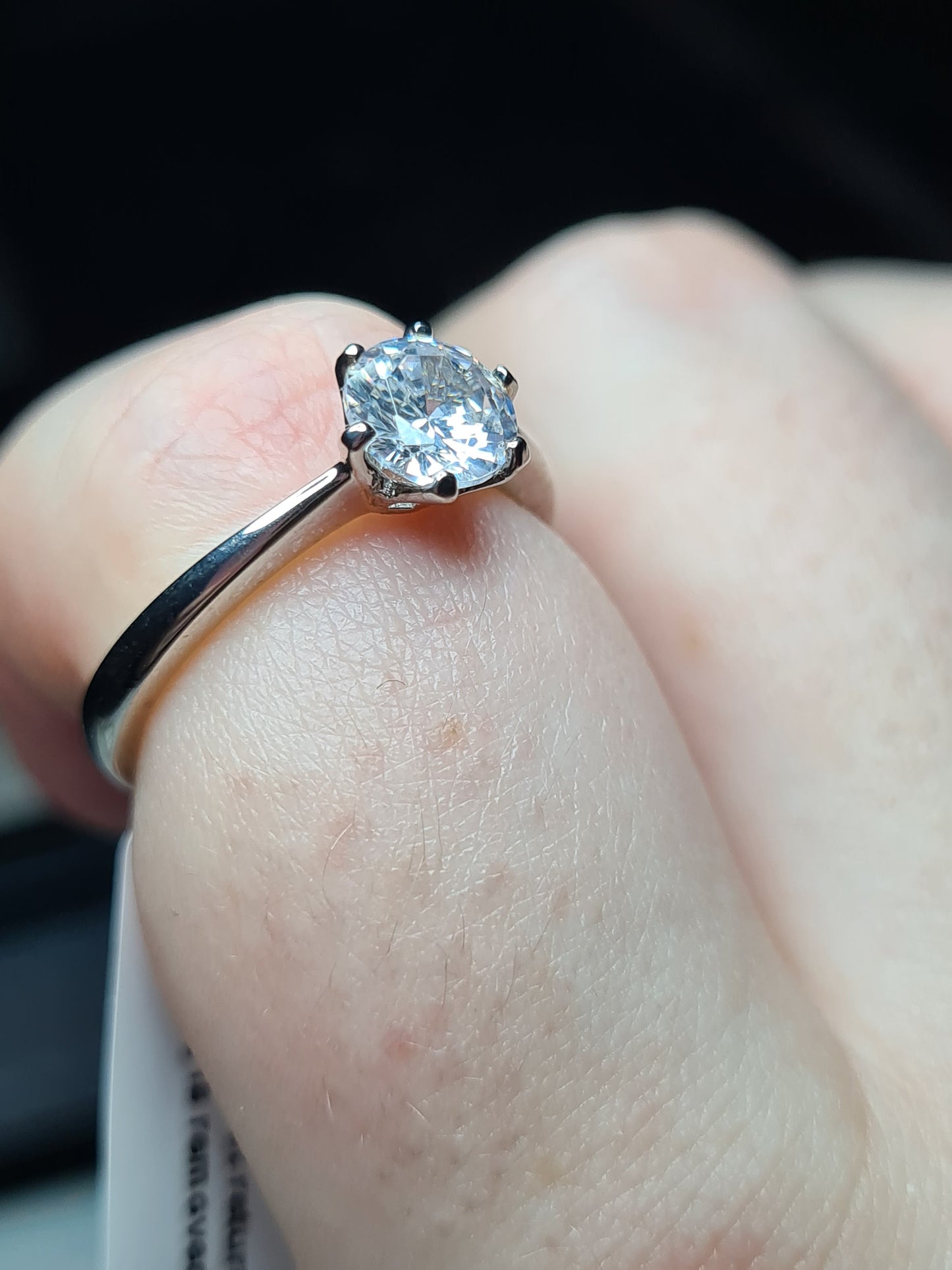 Simulated Solitaire Diamond Ring Sterling Silver SIZES L,P,S