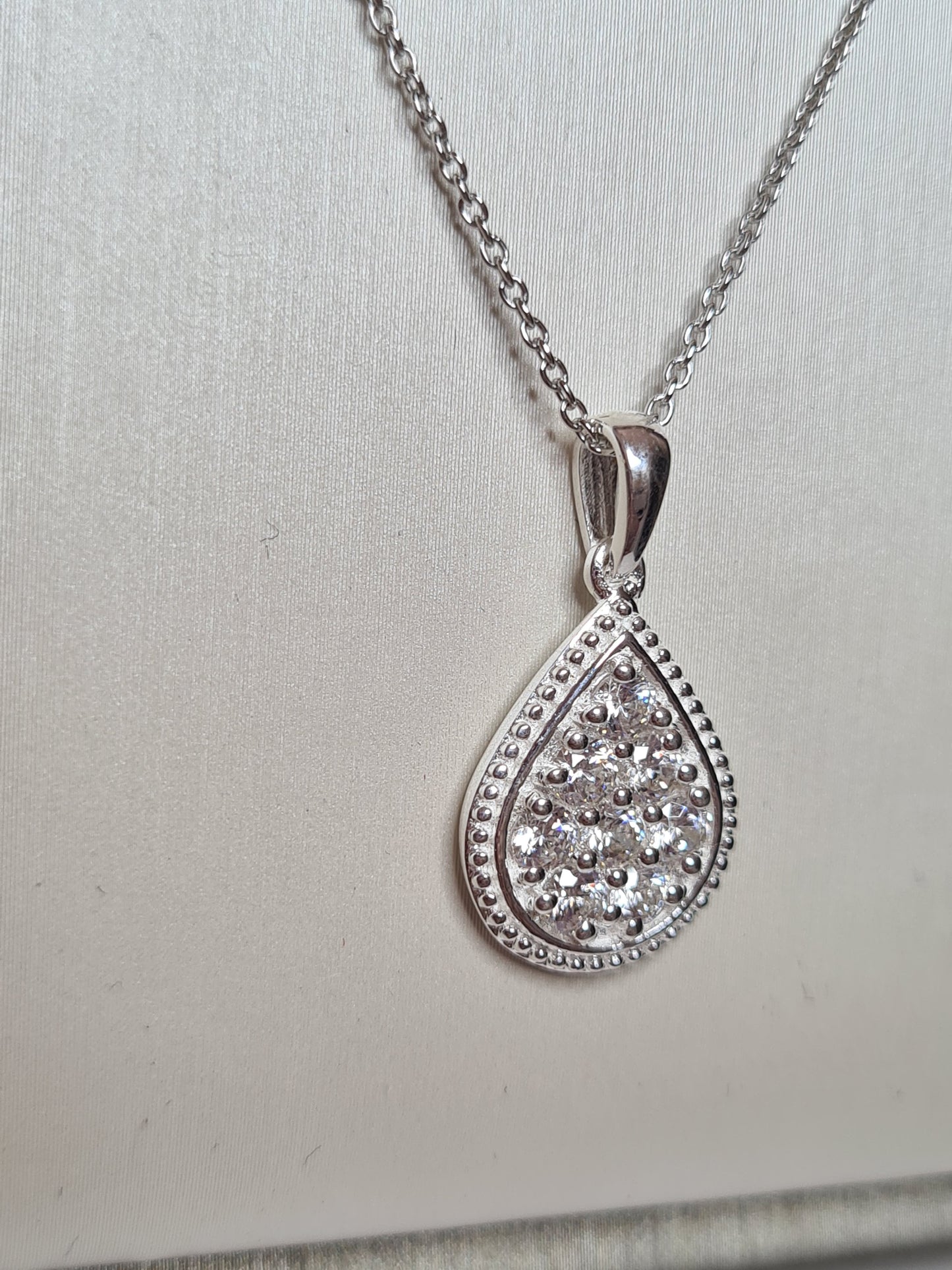 Swarovski Zirconia Cluster Pear Drop Necklace sterling silver