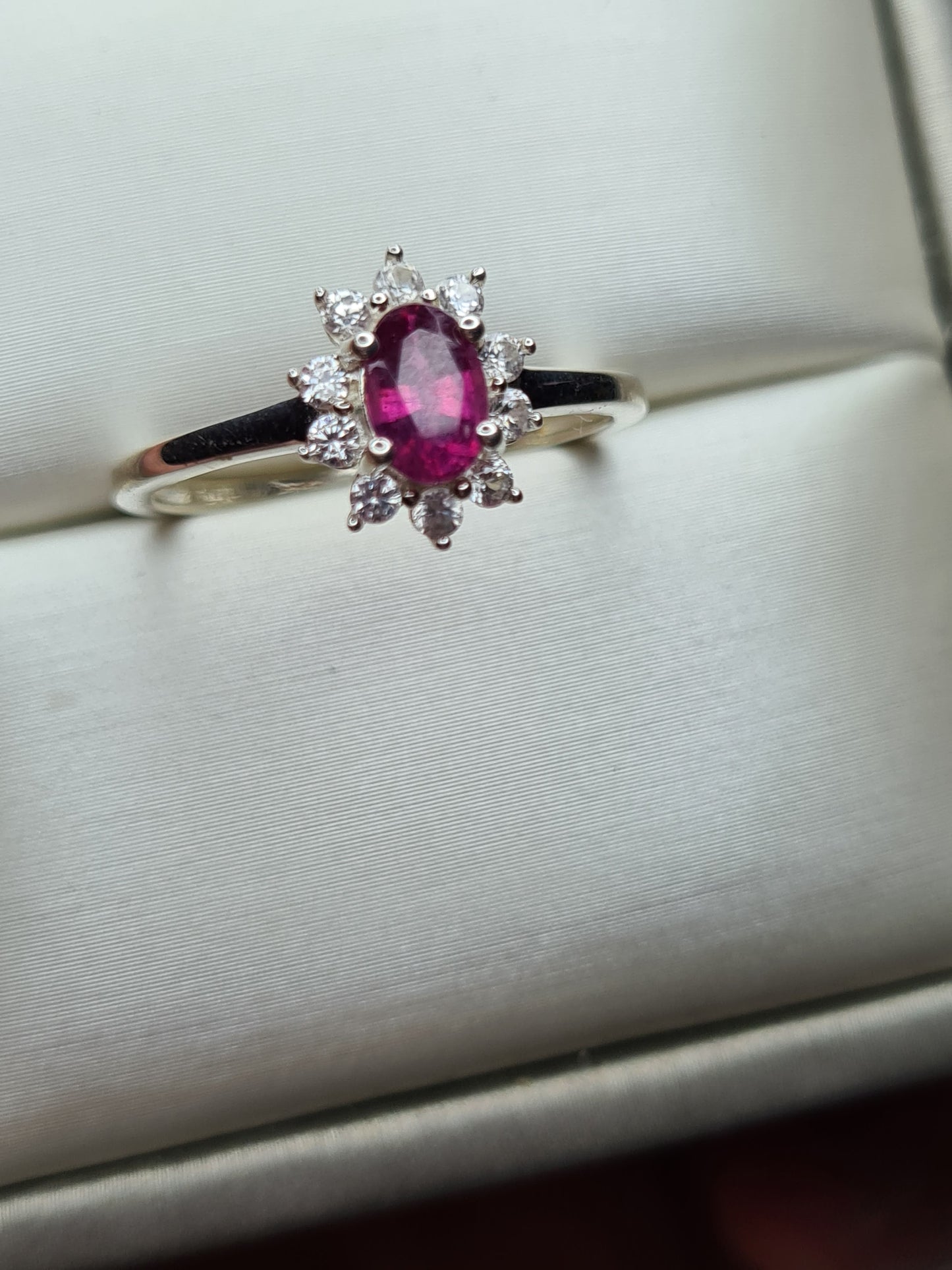 Orissa Rose Garnet and Natural Cambodian Zircon Ring in 925 Sterling Silver SIZE P