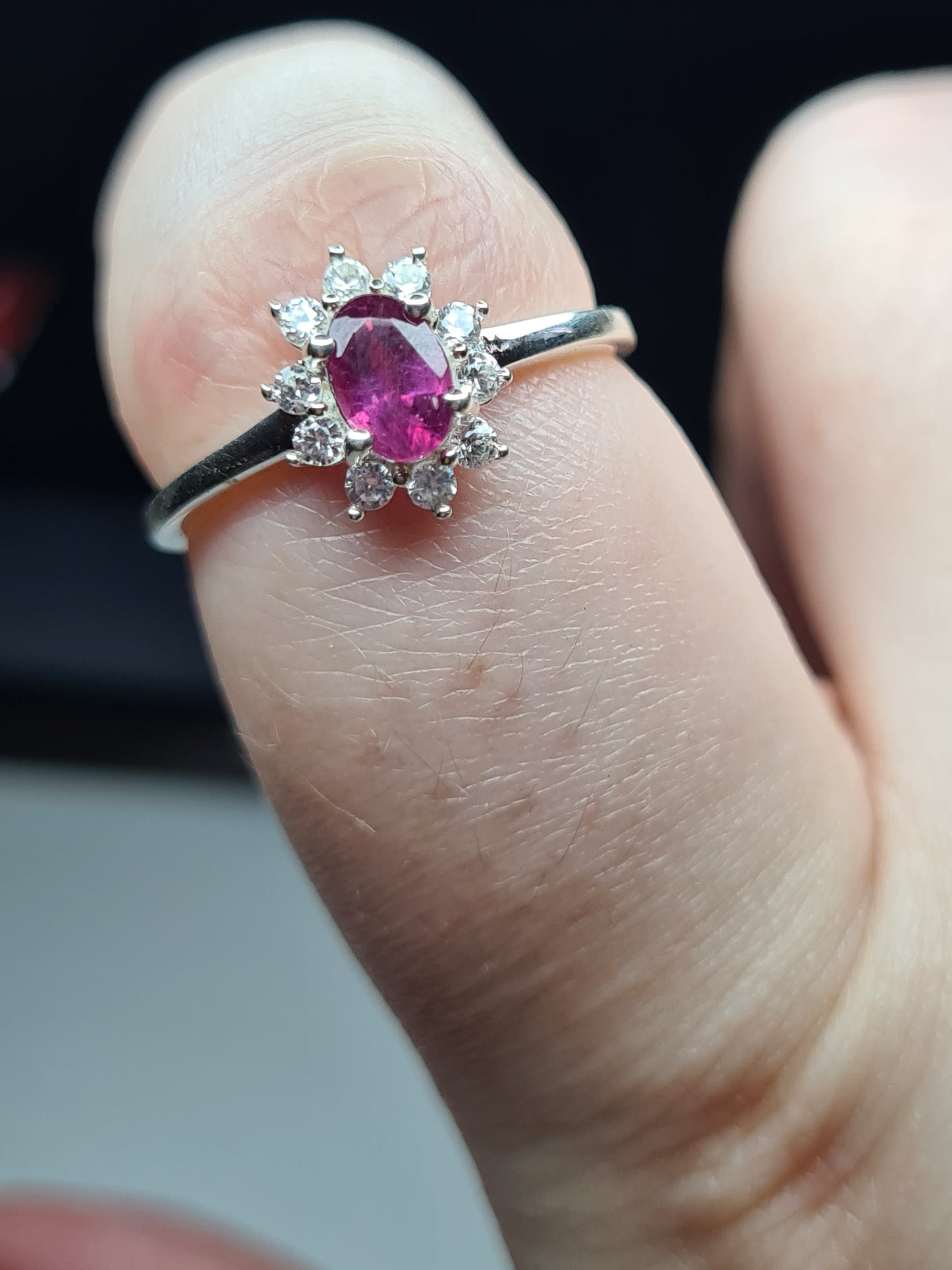 Orissa Rose Garnet and Natural Cambodian Zircon Ring in 925 Sterling Silver SIZE P