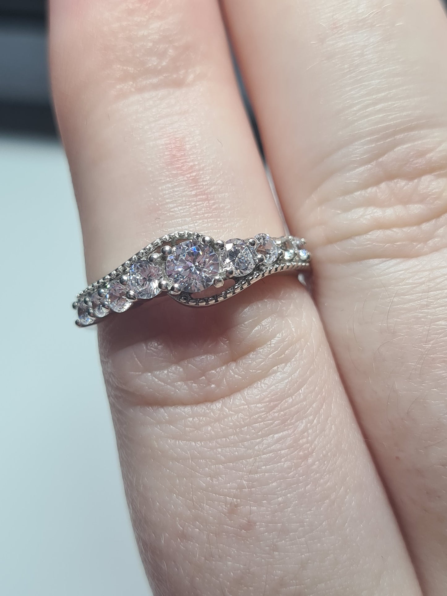 1.3ct Simulated Diamond Bypass Ring Sterling Silver SIZES M,O