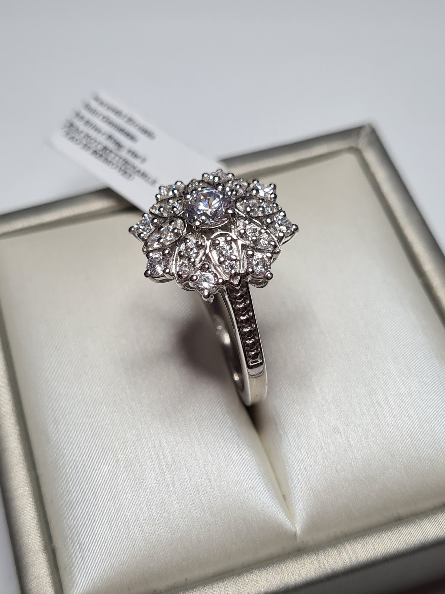 Swarovski Zirconia Cocktail Flower Ring Sterling Silver SIZE S