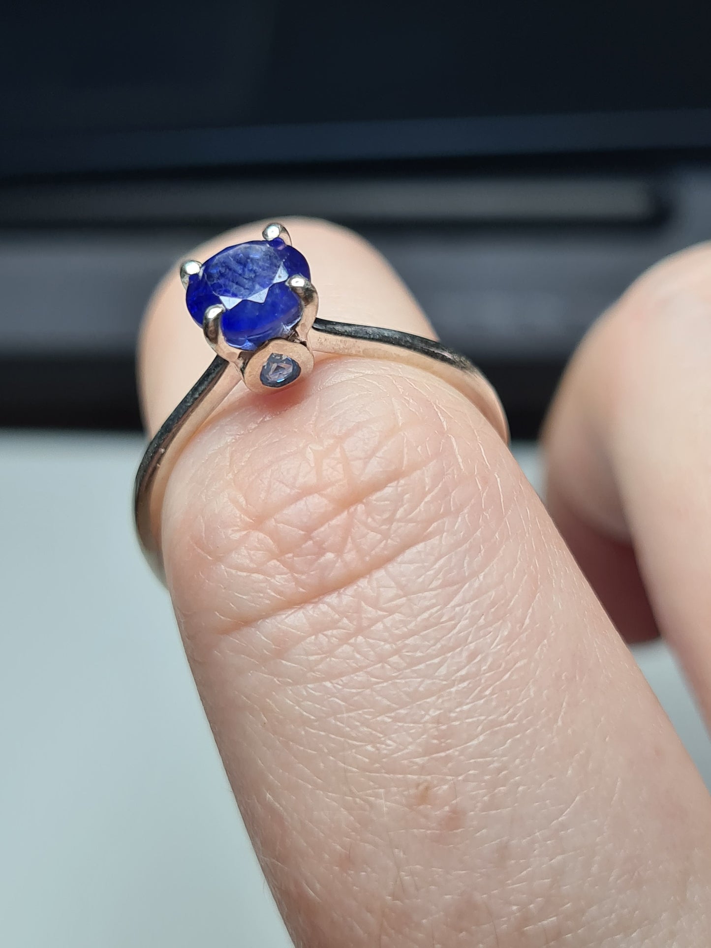 Masoala Sapphire and Blue Apatite Ring in Sterling Silver SIZES M , N