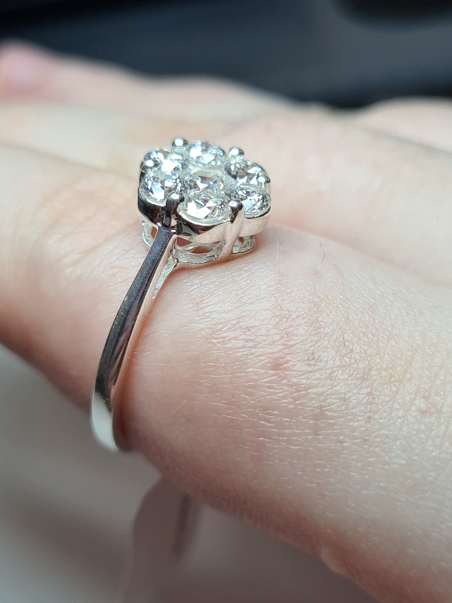 Swarovski Zirconia Pressure Set Ring set in Sterling Silver SIZE S