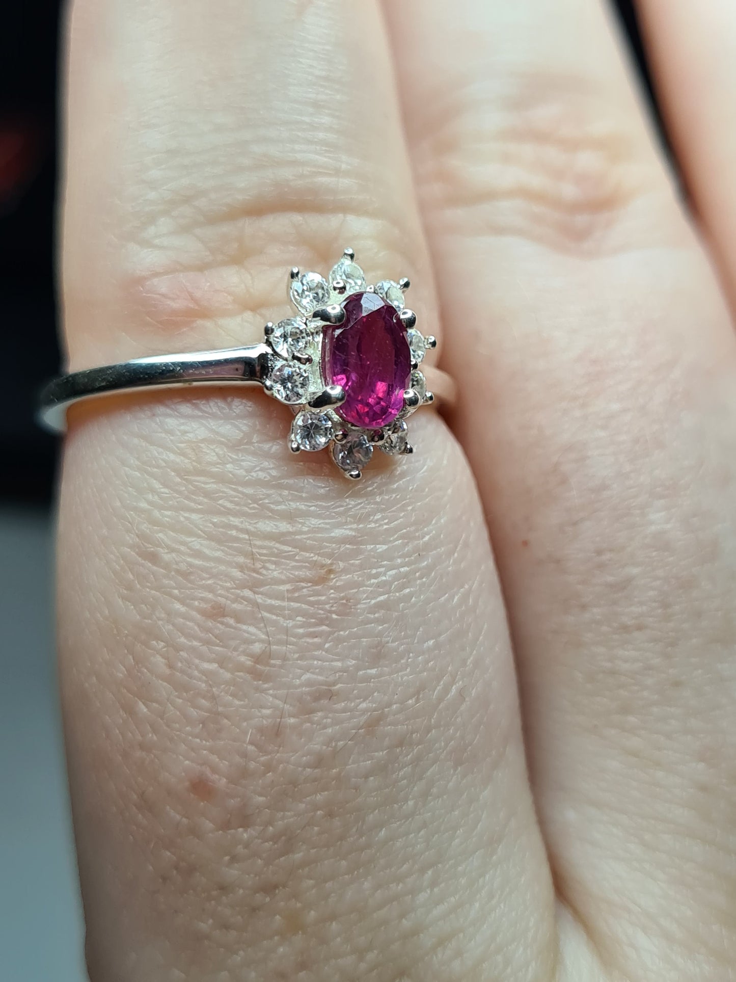 Orissa Rose Garnet and Natural Cambodian Zircon Ring in 925 Sterling Silver SIZE P
