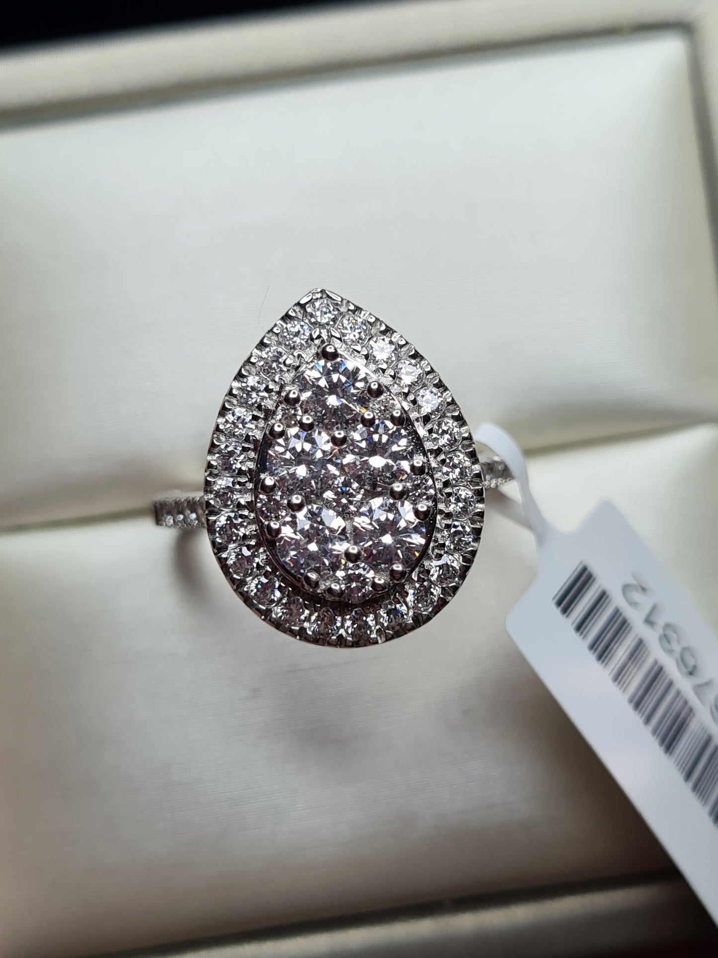 Swarovski Zirconia Pear Cluster Cocktail Ring 925 Sterling Silver SIZES N,O
