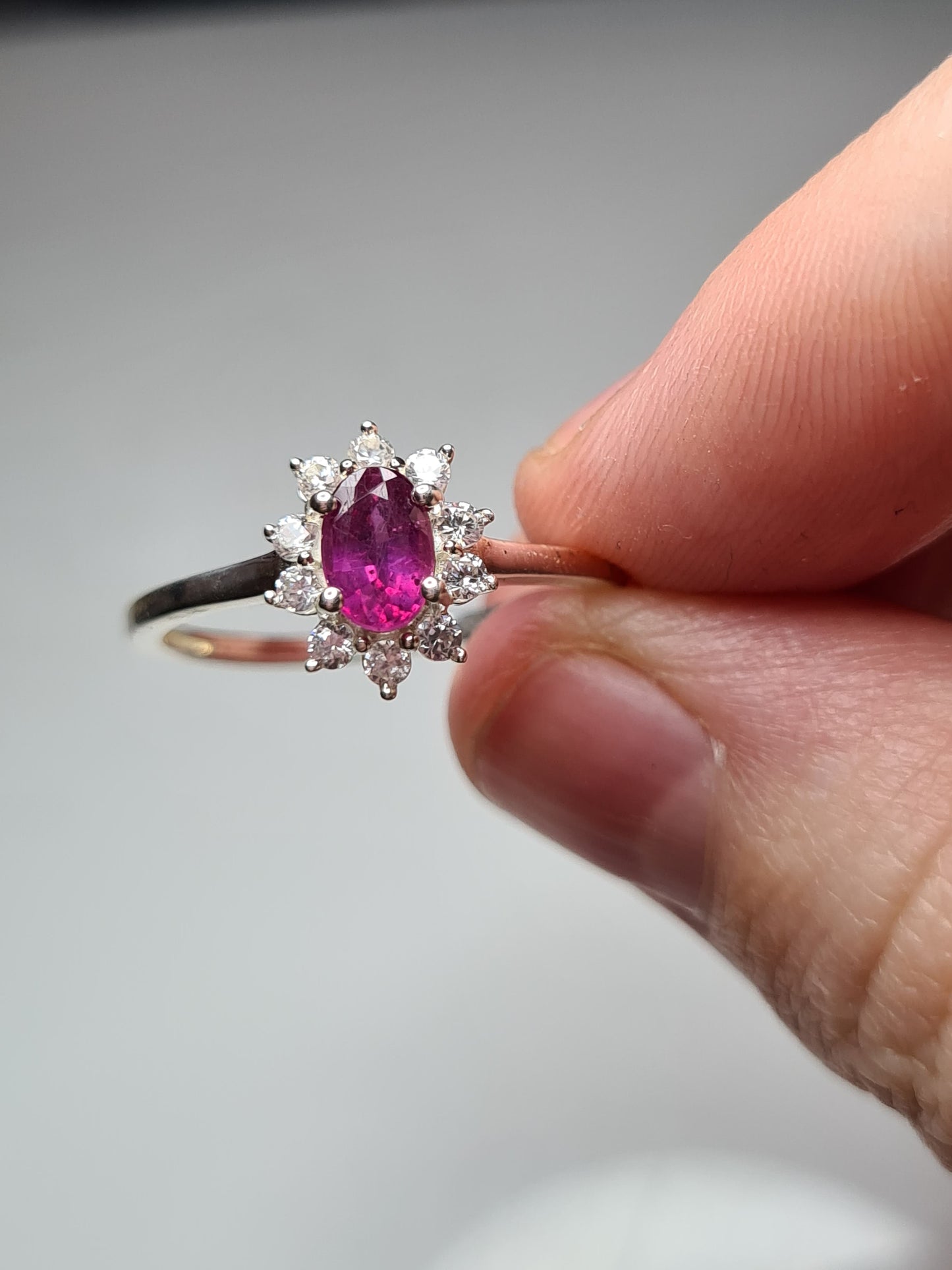 Orissa Rose Garnet and Natural Cambodian Zircon Ring in 925 Sterling Silver SIZE P