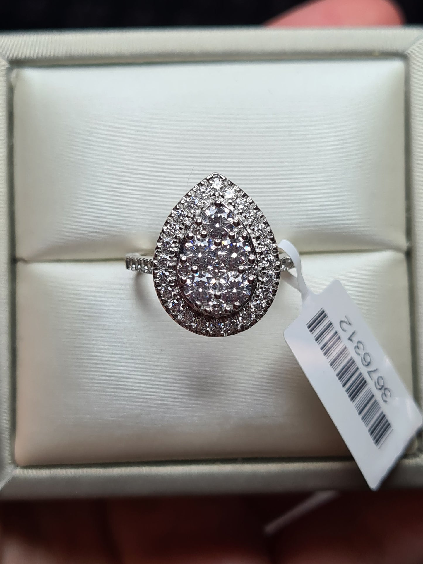 Swarovski Zirconia Pear Cluster Cocktail Ring 925 Sterling Silver SIZES N,O