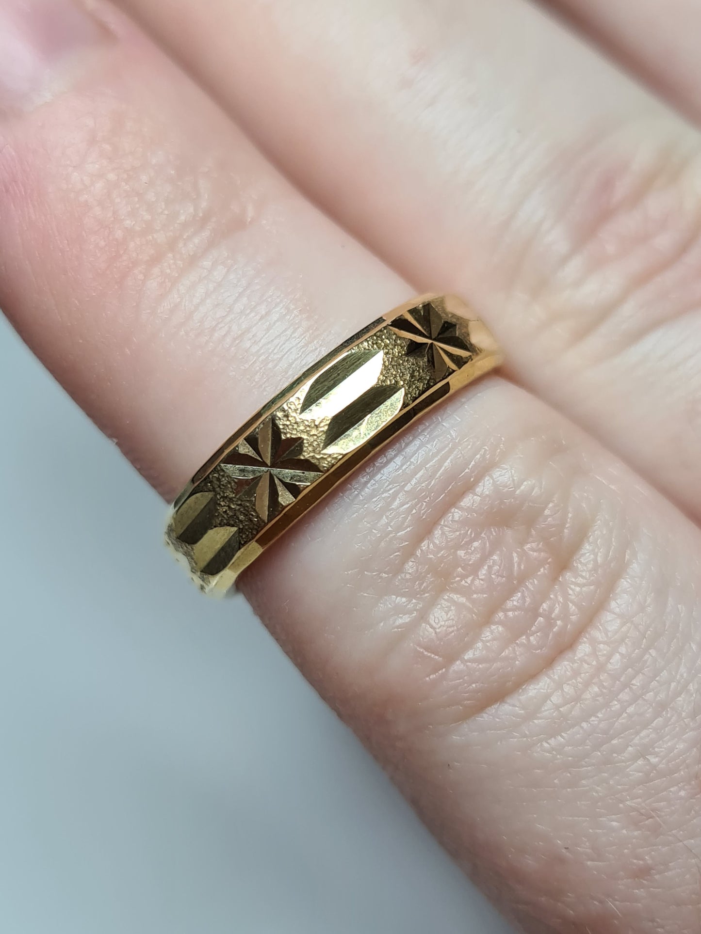 18K Gold Overlay Sterling Silver Band Ring SIZE M
