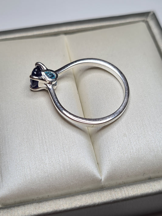 Masoala Sapphire and Blue Apatite Ring in Sterling Silver SIZES M , N