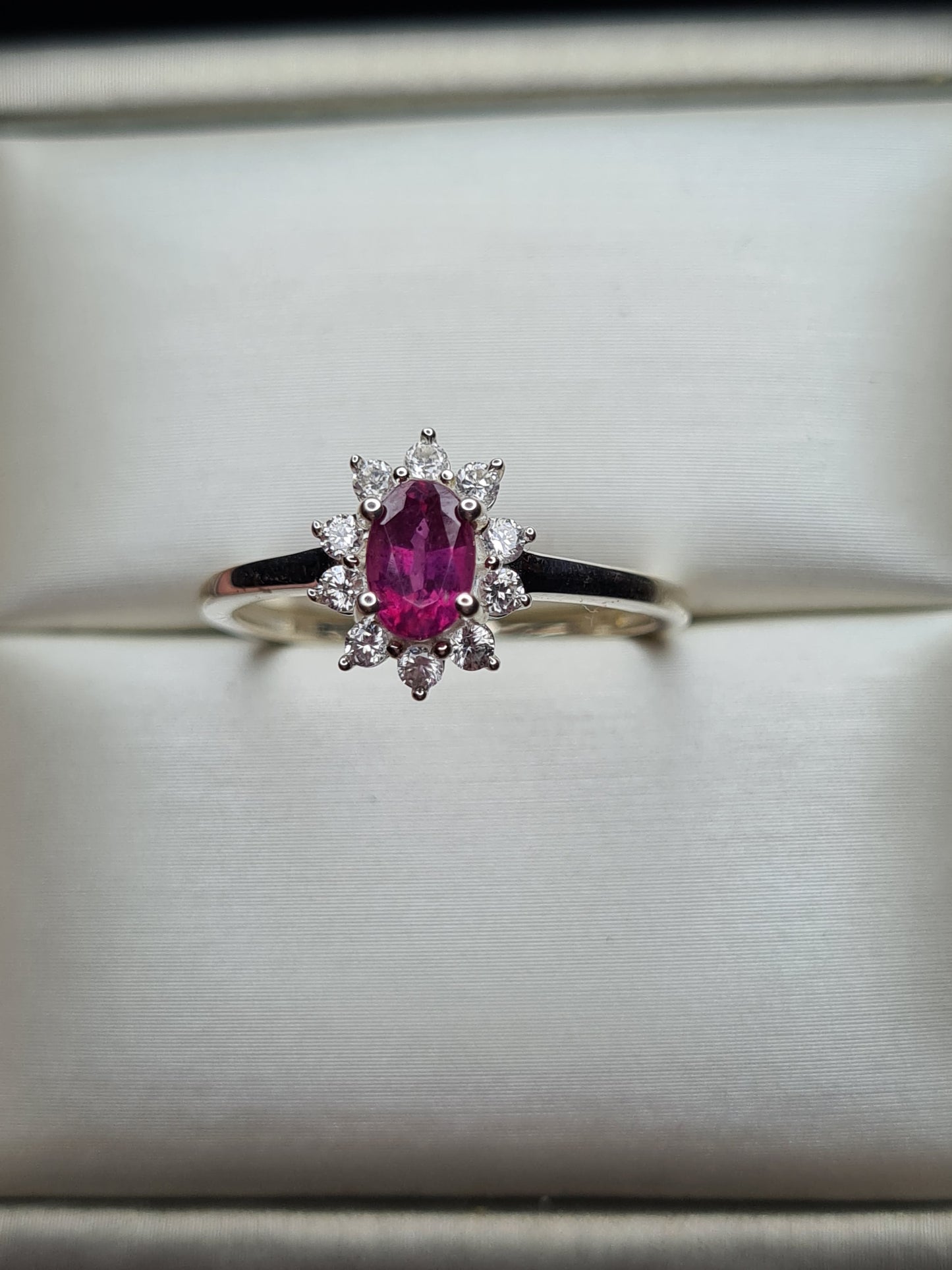 Orissa Rose Garnet and Natural Cambodian Zircon Ring in 925 Sterling Silver SIZE P