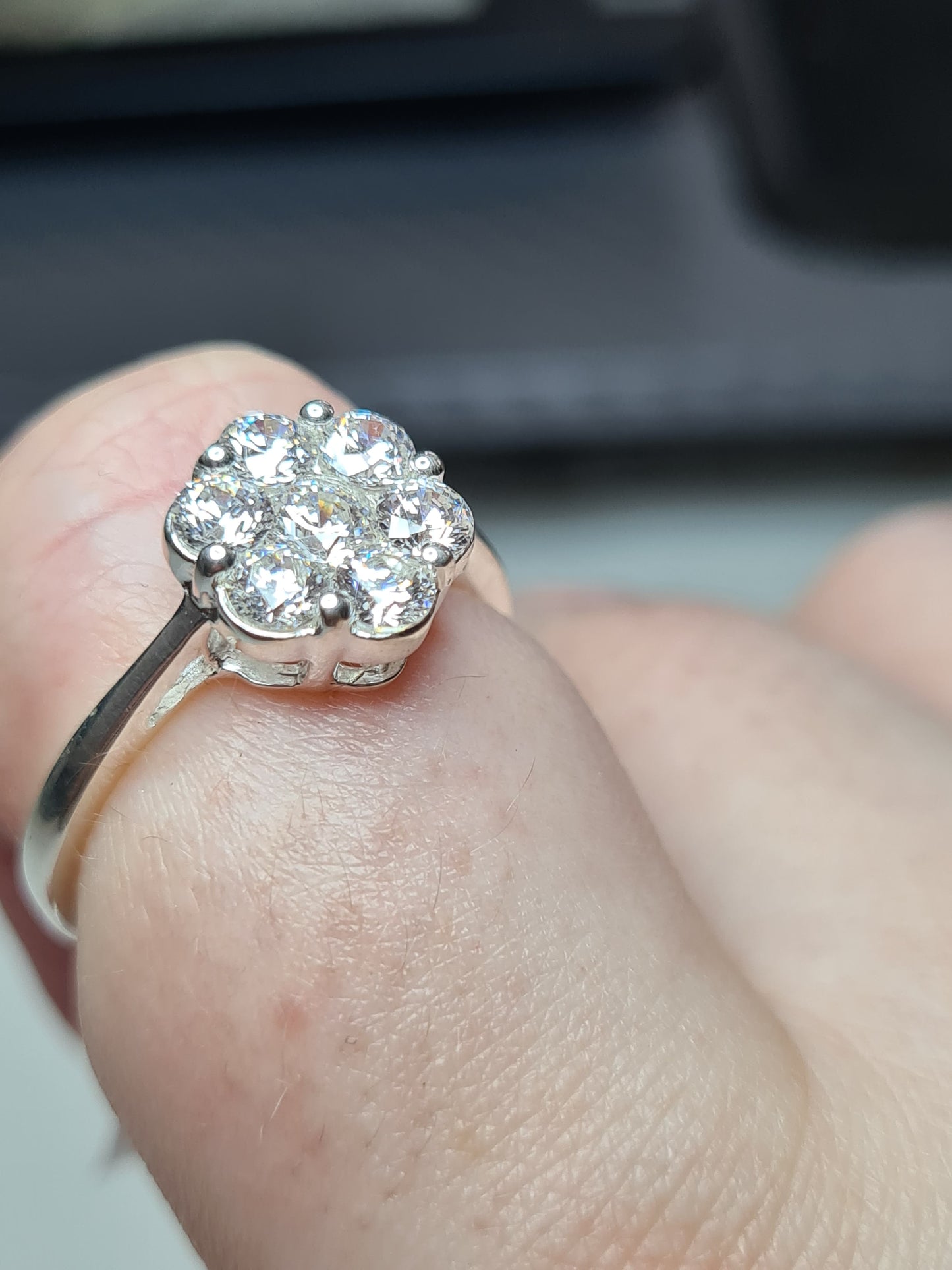 Swarovski Zirconia Pressure Set Ring set in Sterling Silver SIZE S