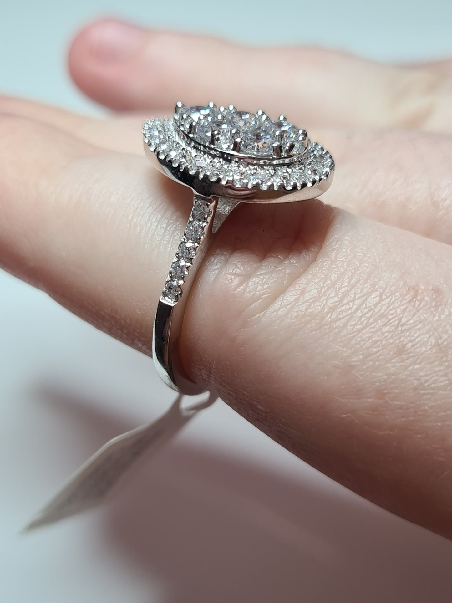 Swarovski Zirconia Pear Cluster Cocktail Ring 925 Sterling Silver SIZES N,O