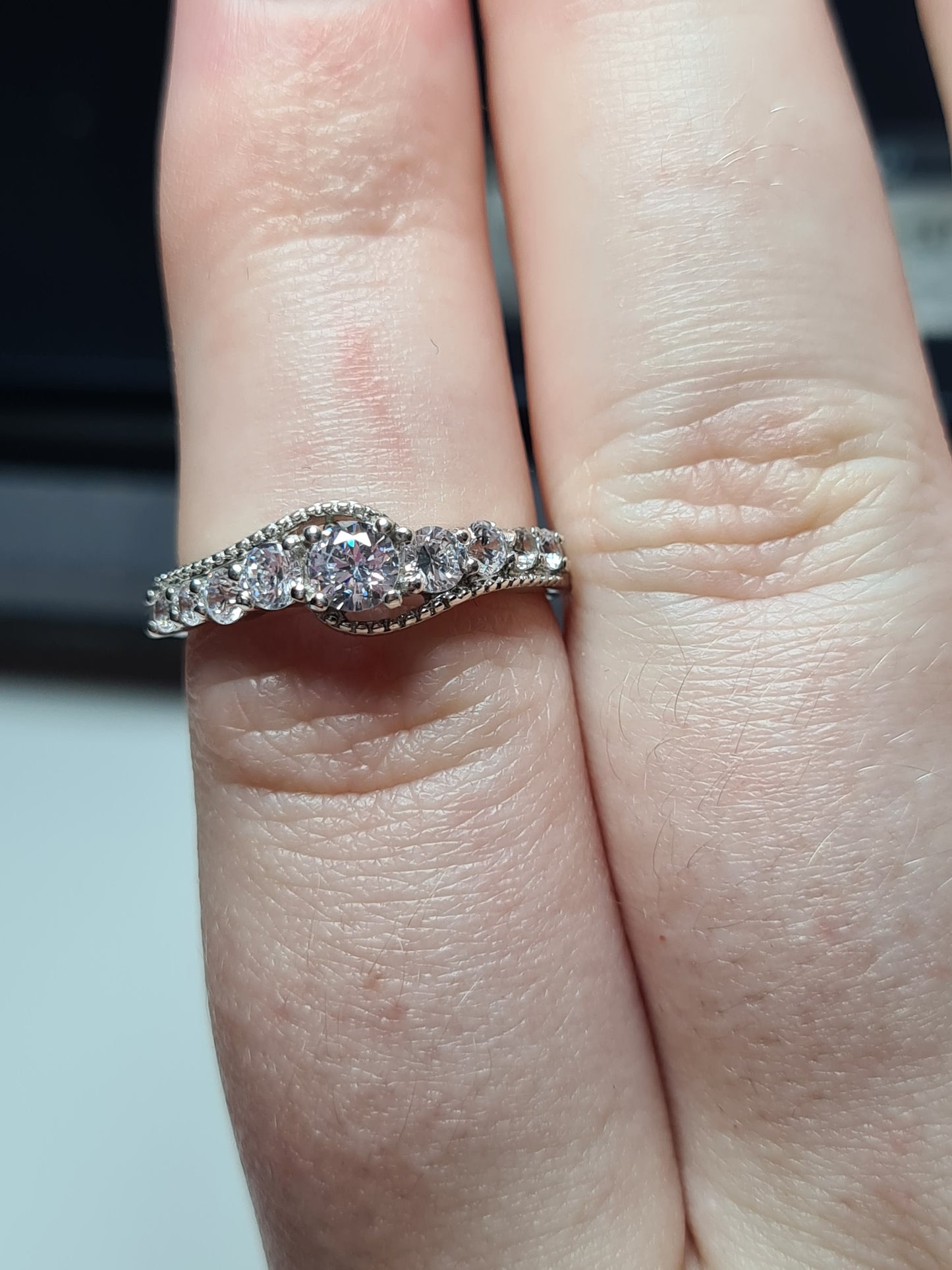 1.3ct Simulated Diamond Bypass Ring Sterling Silver SIZES M,O