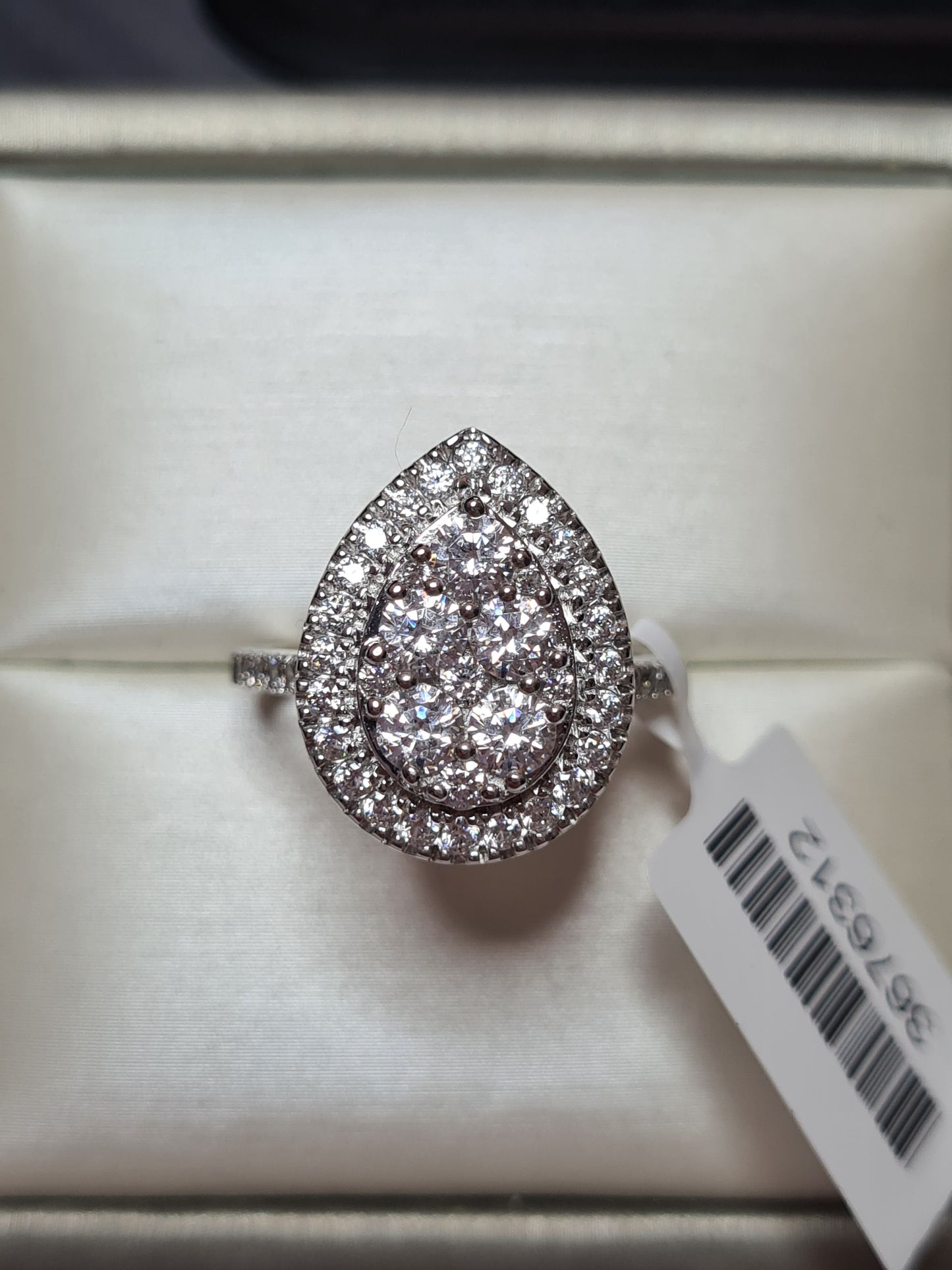 Swarovski Zirconia Pear Cluster Cocktail Ring 925 Sterling Silver SIZES N,O