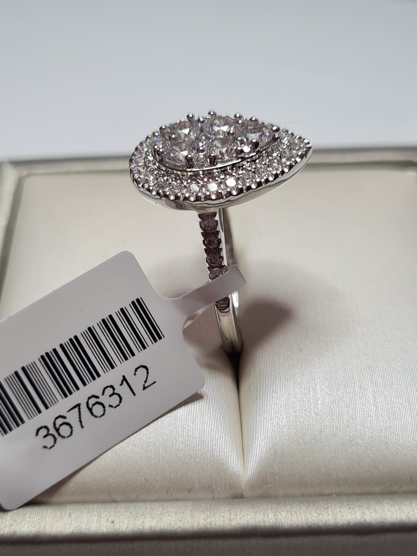 Swarovski Zirconia Pear Cluster Cocktail Ring 925 Sterling Silver SIZES N,O