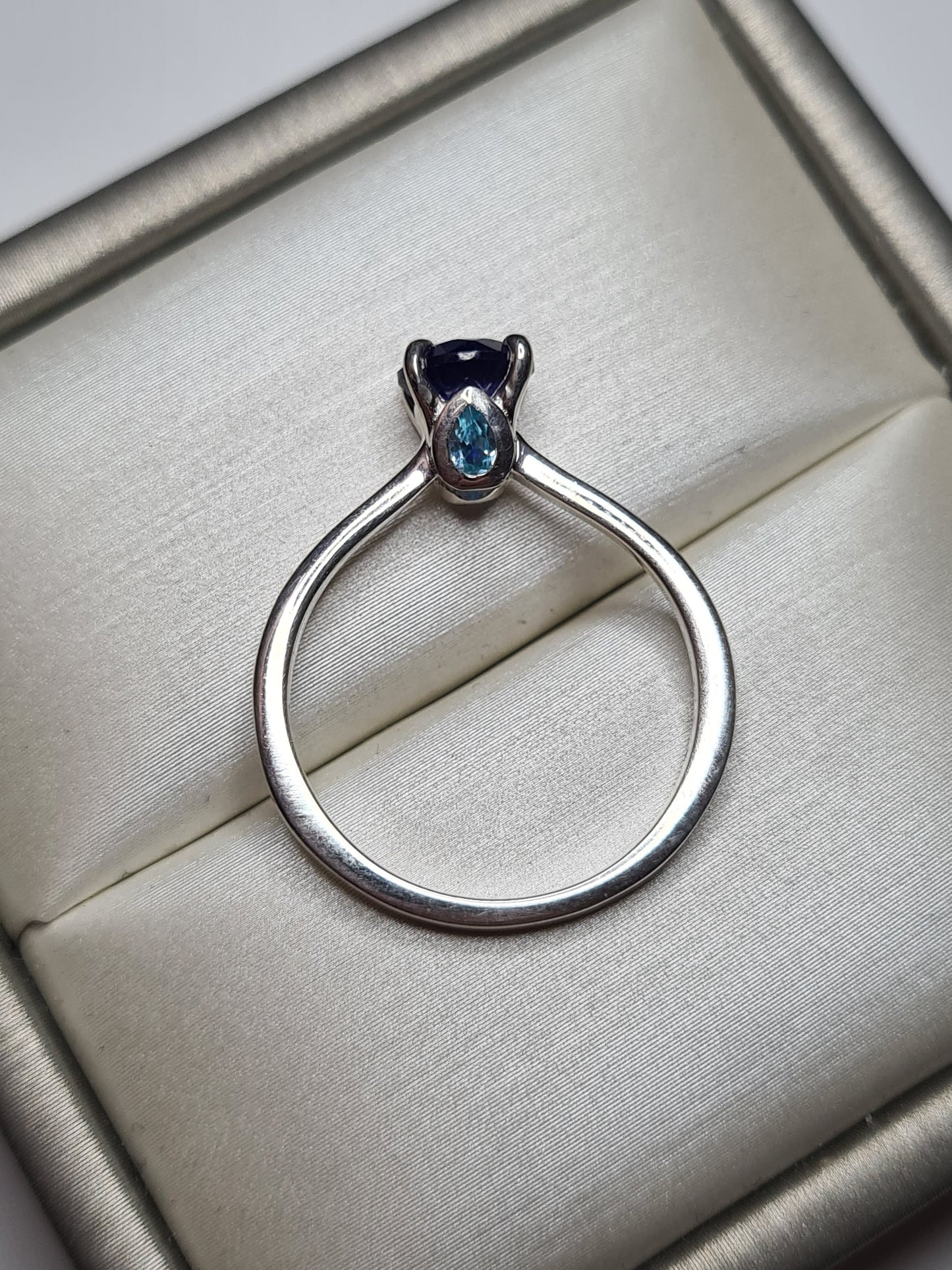 Masoala Sapphire and Blue Apatite Ring in Sterling Silver SIZES M , N