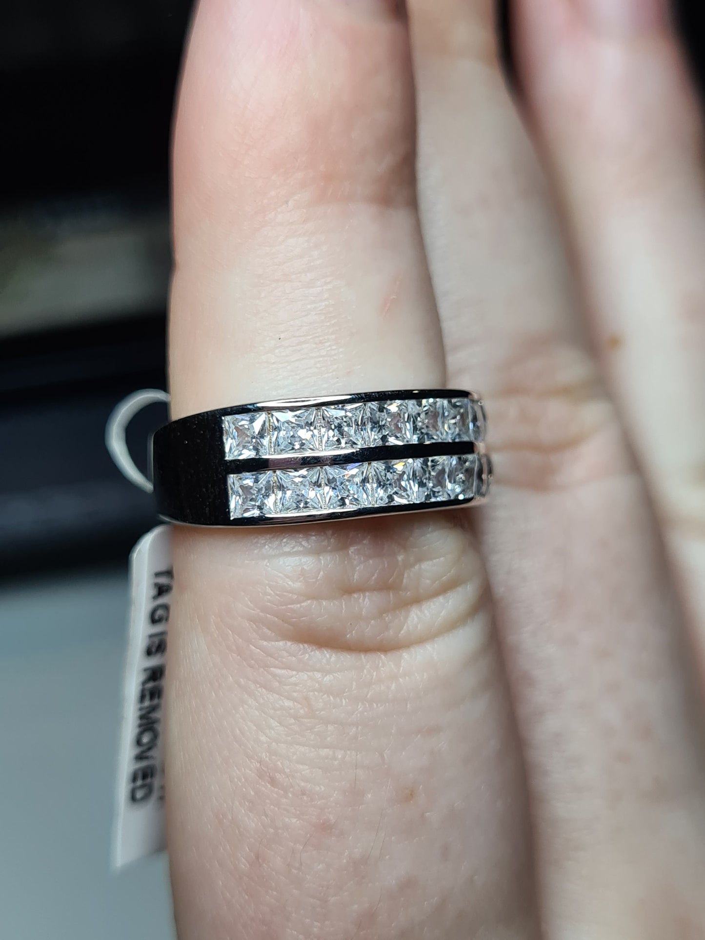 Simulated Diamond Half Eternity Band Ring SIZE M