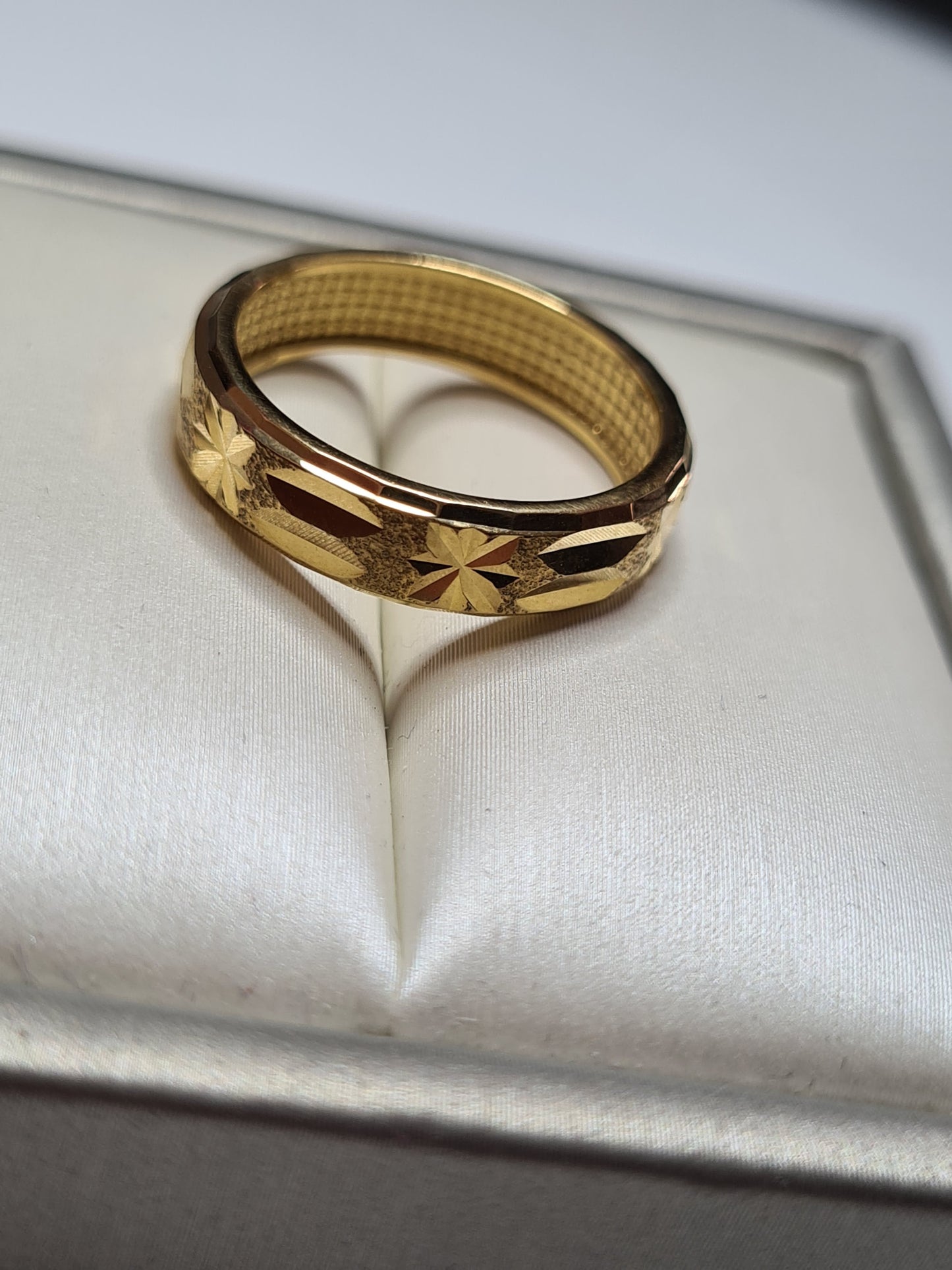 18K Gold Overlay Sterling Silver Band Ring SIZE M