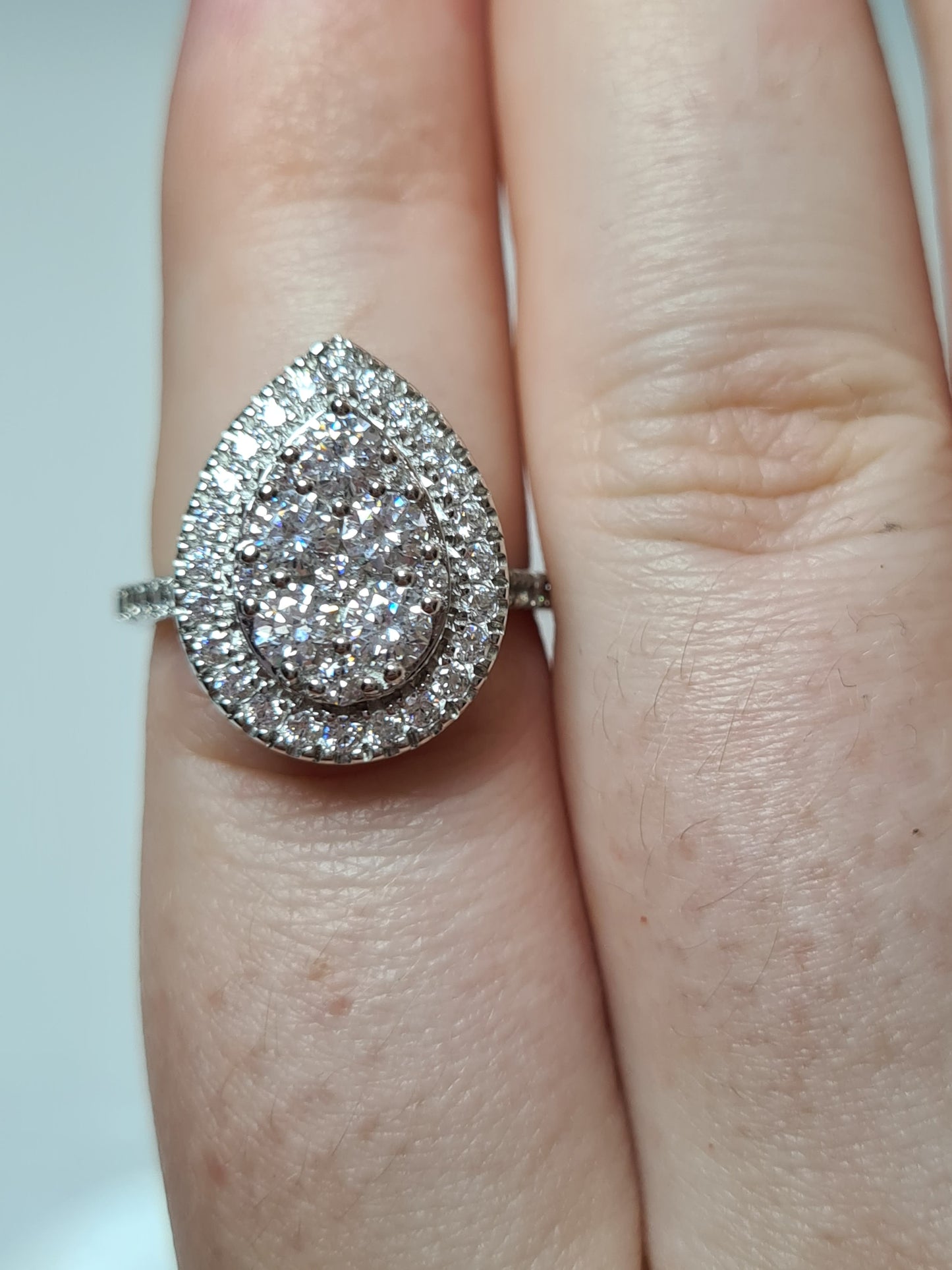 Swarovski Zirconia Pear Cluster Cocktail Ring 925 Sterling Silver SIZES N,O