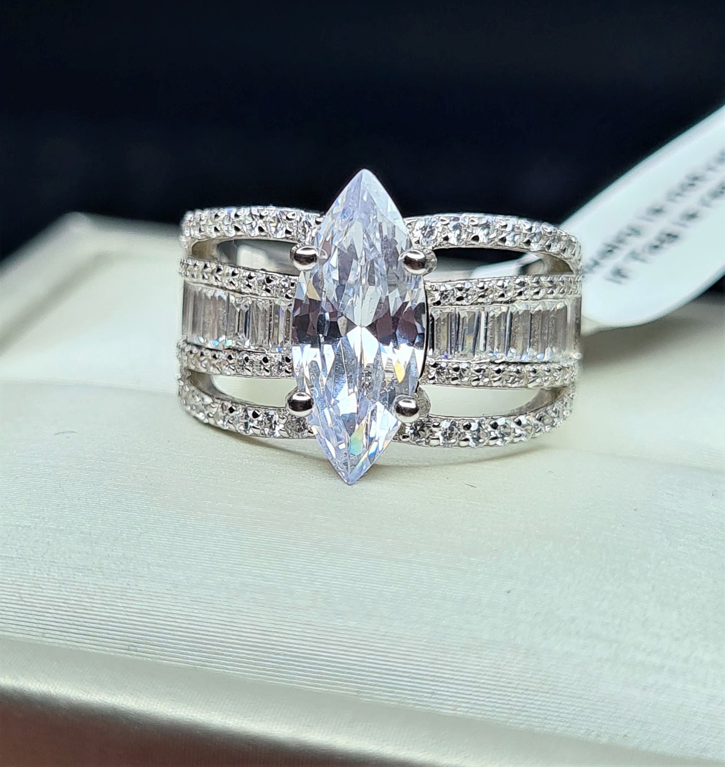 AAA Marquise Simulated Diamond Ring 925 Sterling Silver SIZE L