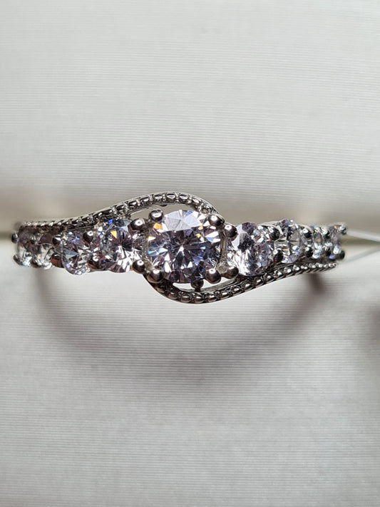 1.3ct Simulated Diamond Bypass Ring Sterling Silver SIZES M,O