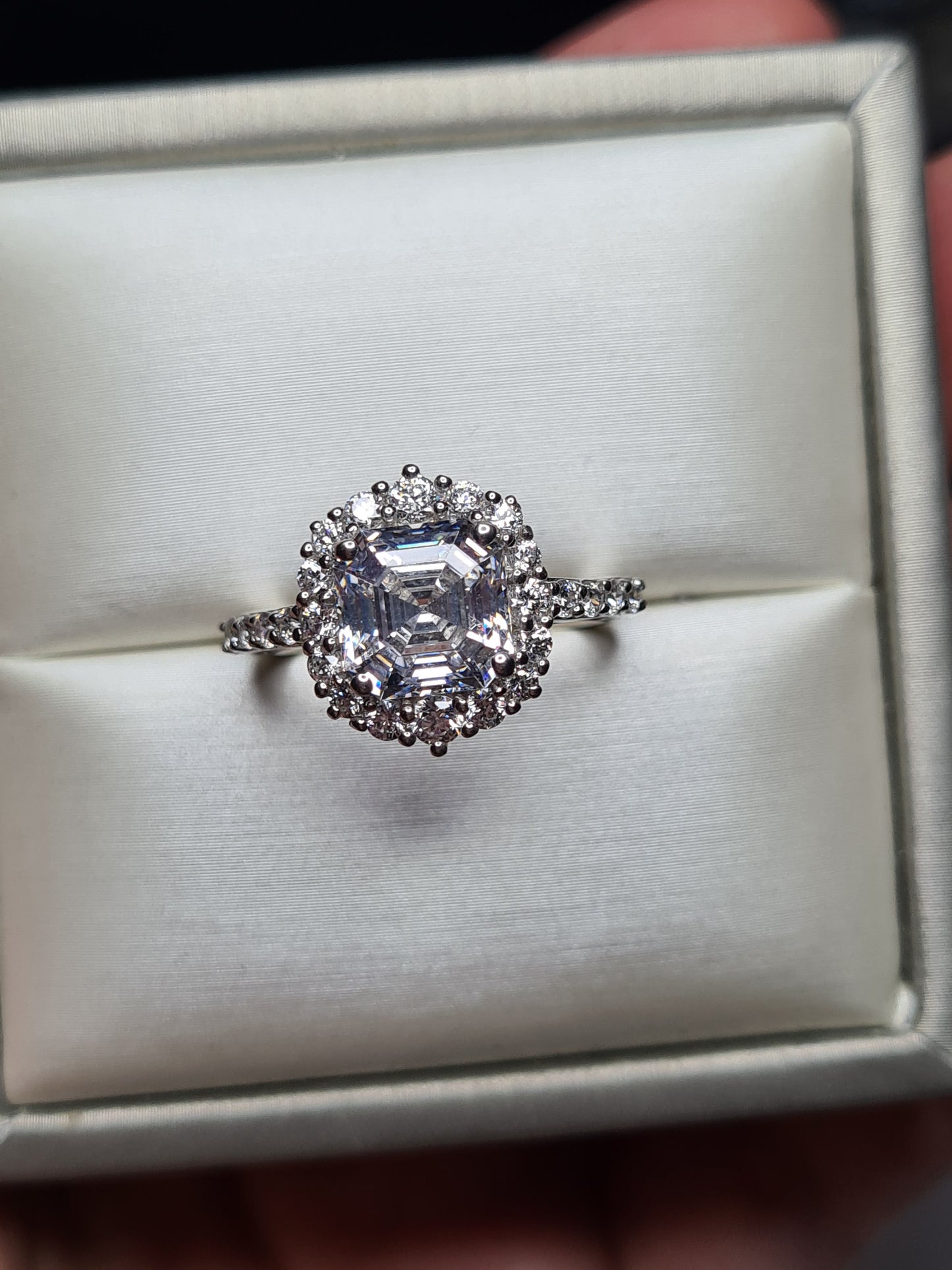 Swarovski Zirconia Halo Ring 925 Sterling Silver SIZE N