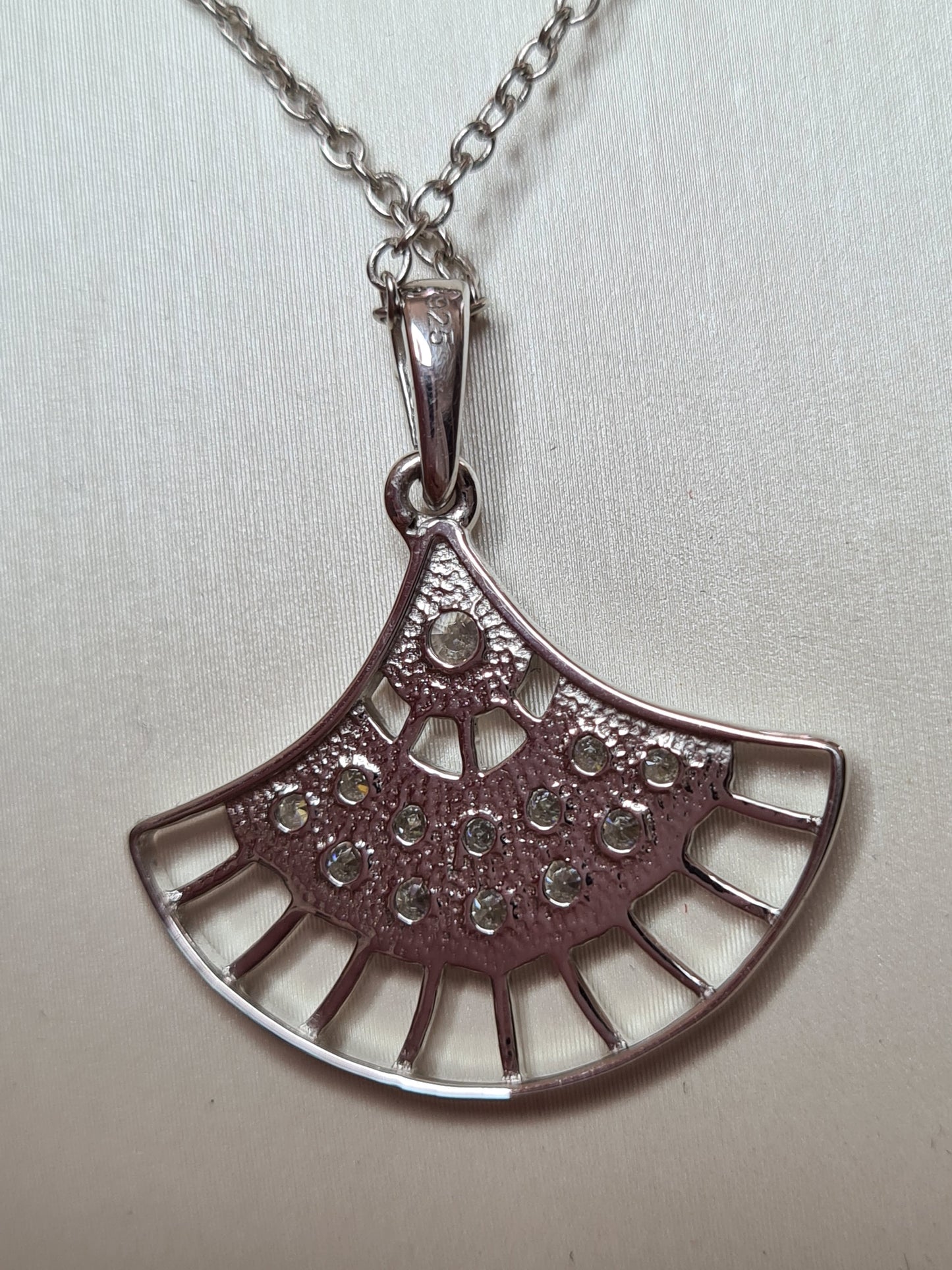 Swarovski Zirconia Unique Fan Style Necklace Set in 925 Sterling Silver