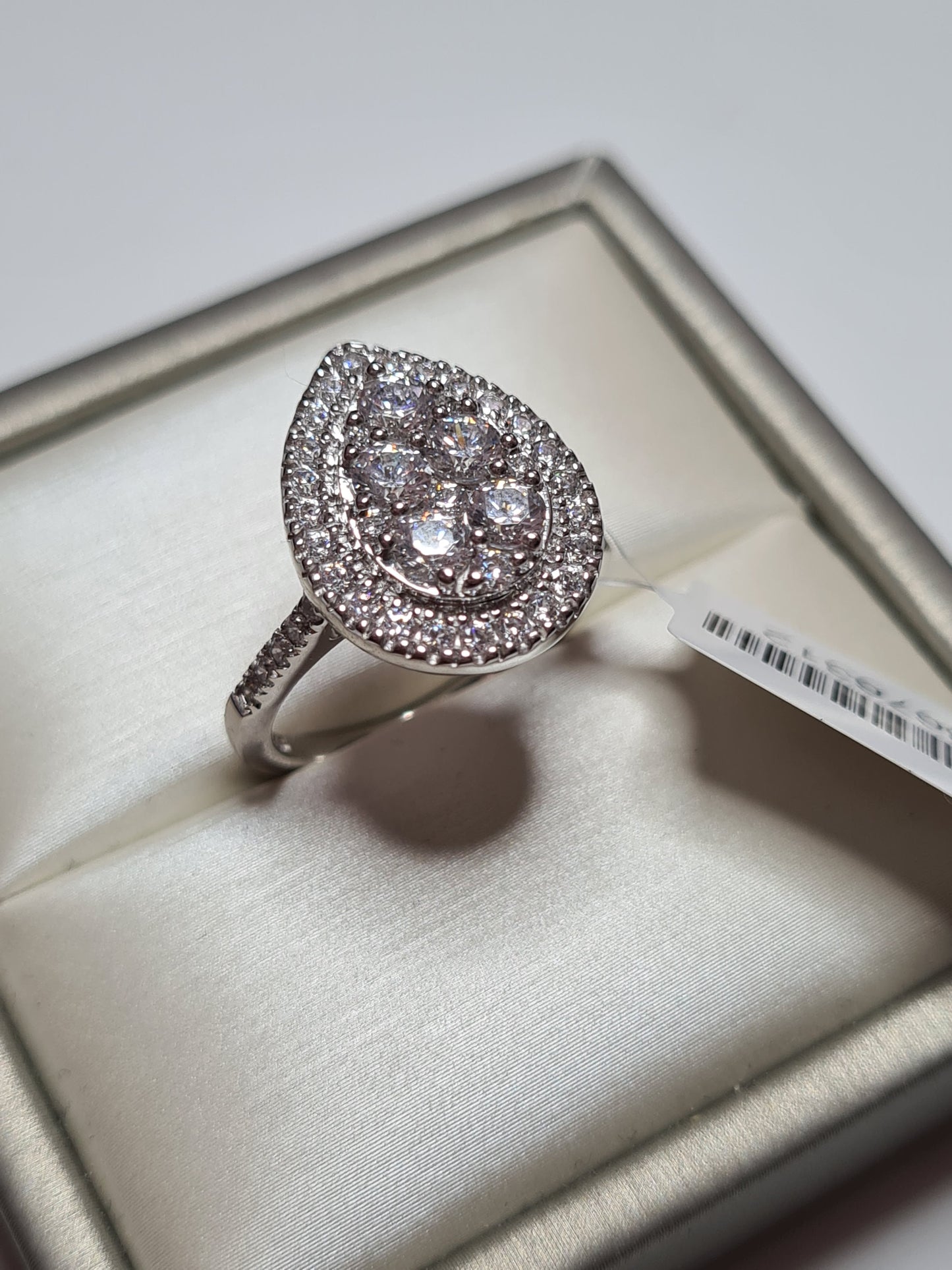 Swarovski Zirconia Pear Cluster Cocktail Ring 925 Sterling Silver SIZES N,O