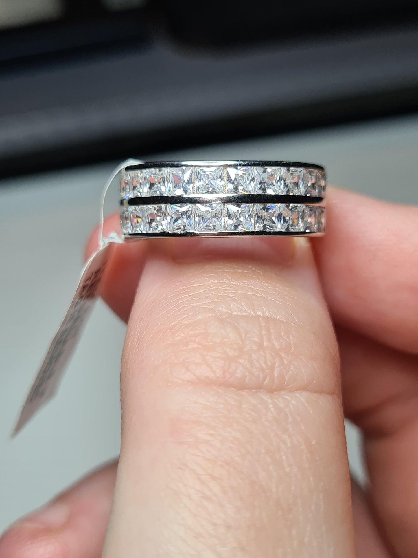 Simulated Diamond Half Eternity Band Ring SIZE M