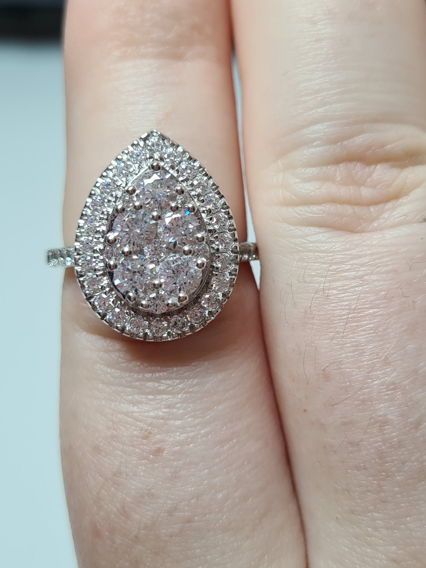 Swarovski Zirconia Pear Cluster Cocktail Ring 925 Sterling Silver SIZES N,O